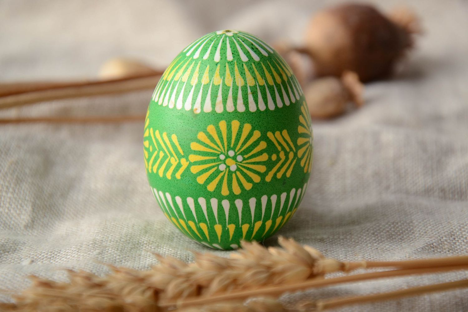 Handmade decorative egg in green color palette photo 1