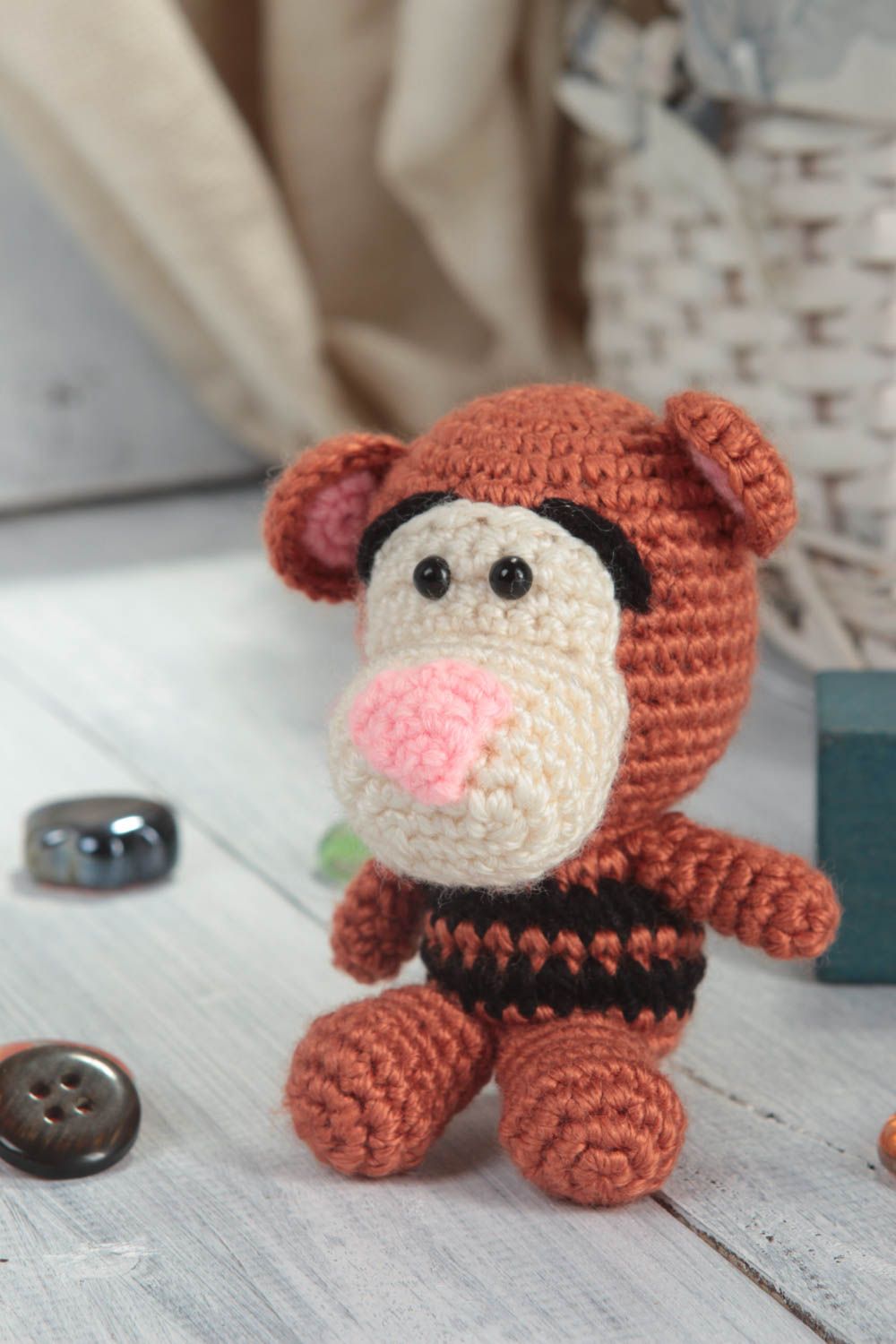 Handmade Häkel Kuscheltier Spielzeug Tiger Geschenkidee für Kinder kreativ foto 1