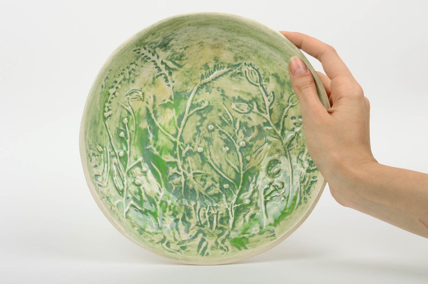 Assiette en céramique décorative faite main peinte de glaçure originale à motif photo 3