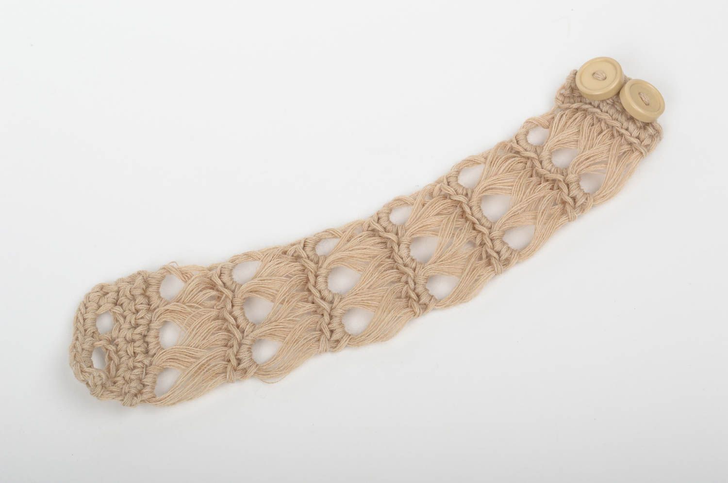 Bracelet textile beige Bijou fait main tressé en fils Accessoire femme design photo 2