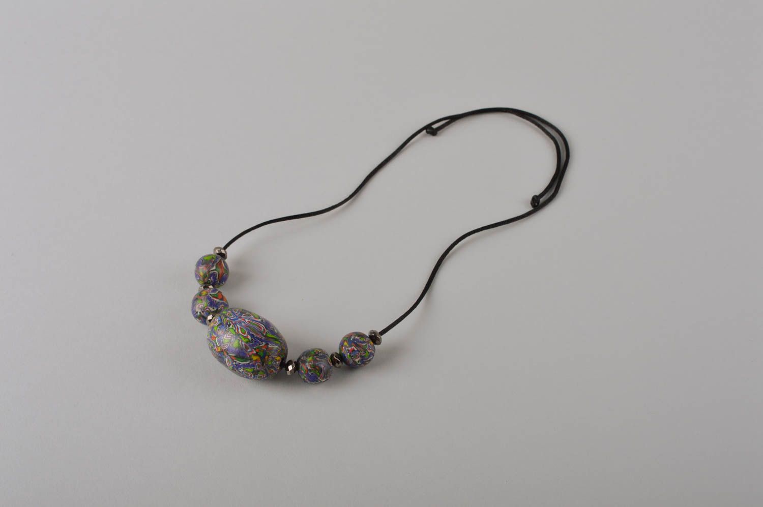 Handmade unusual necklace jewelry made of clay feminine necklace cute jewelry photo 4