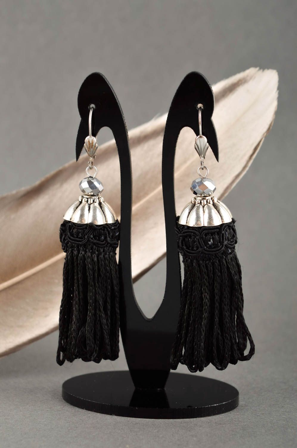 Handmade jewelry tassel earrings designer accessories long earrings gift for her photo 1