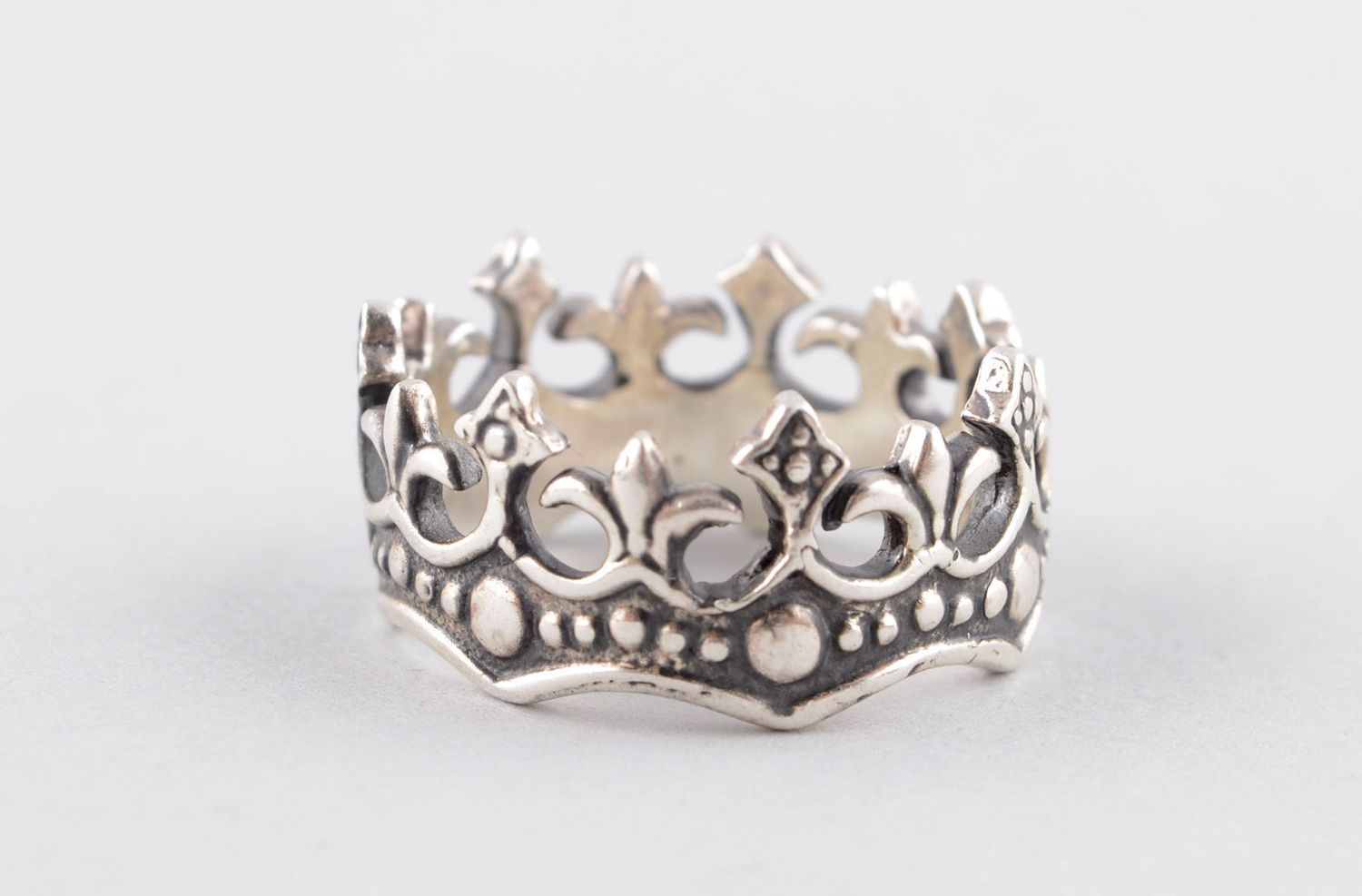 Кольцо ручной работы бронзовое кольцо симпатичное женское кольцо в виде короны фото 2