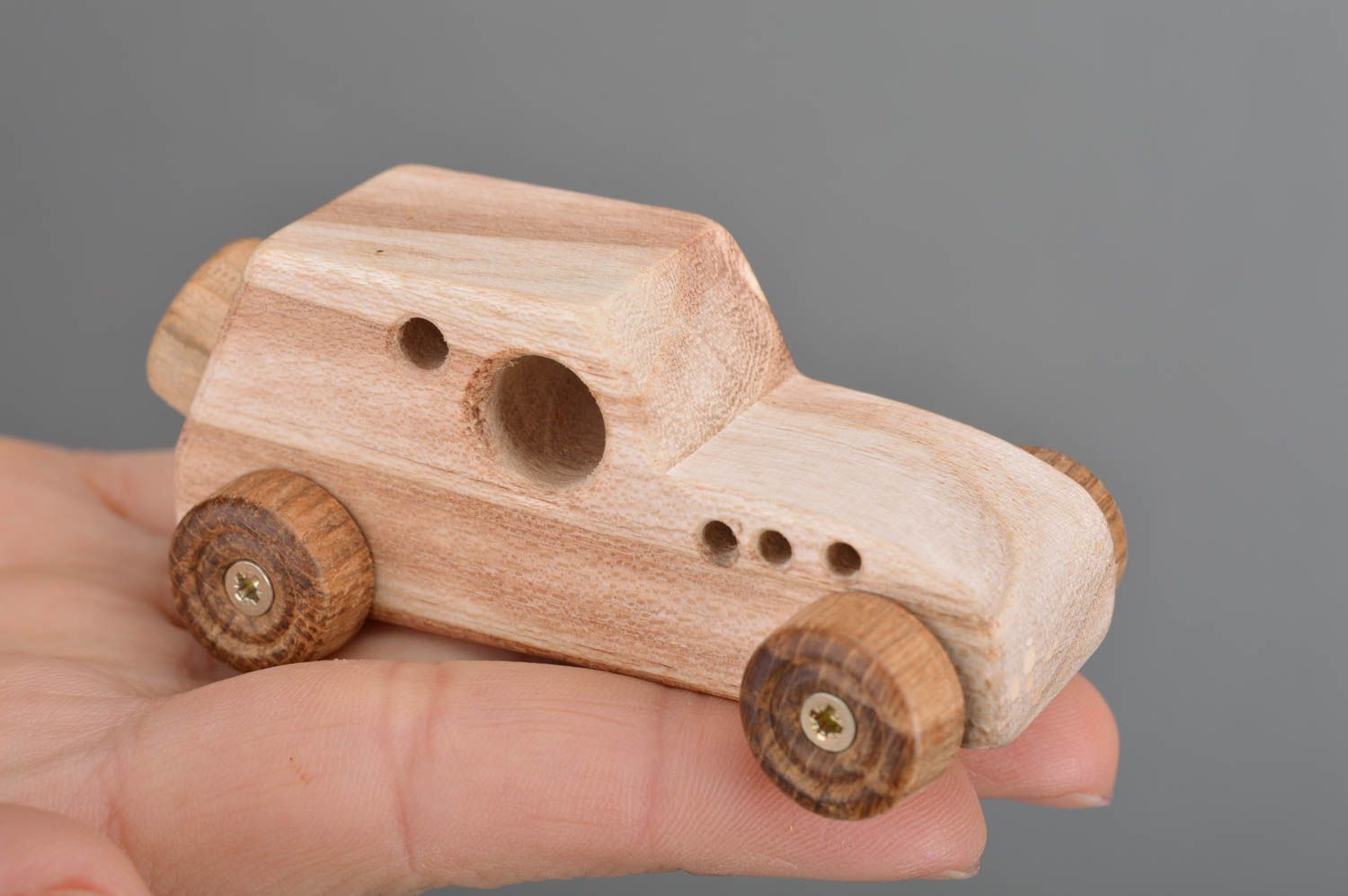 Beautiful unusual handmade eco wooden toy car for children over 6 years old photo 3