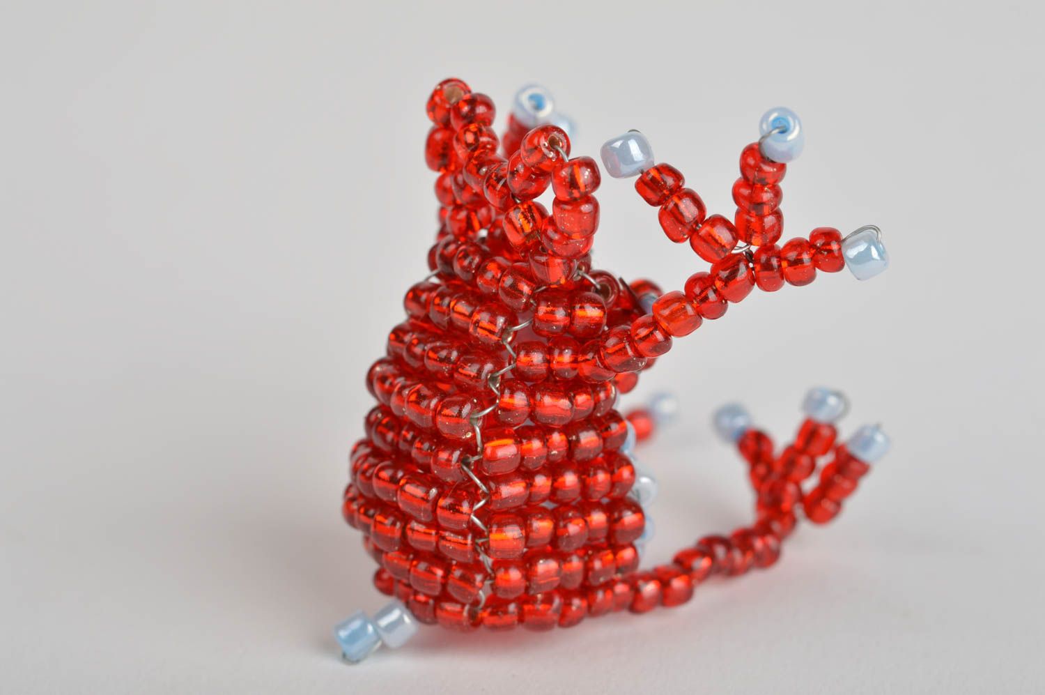 Пальчиковая игрушка лягушка красная забавная из китайского бисера ручной работы фото 5