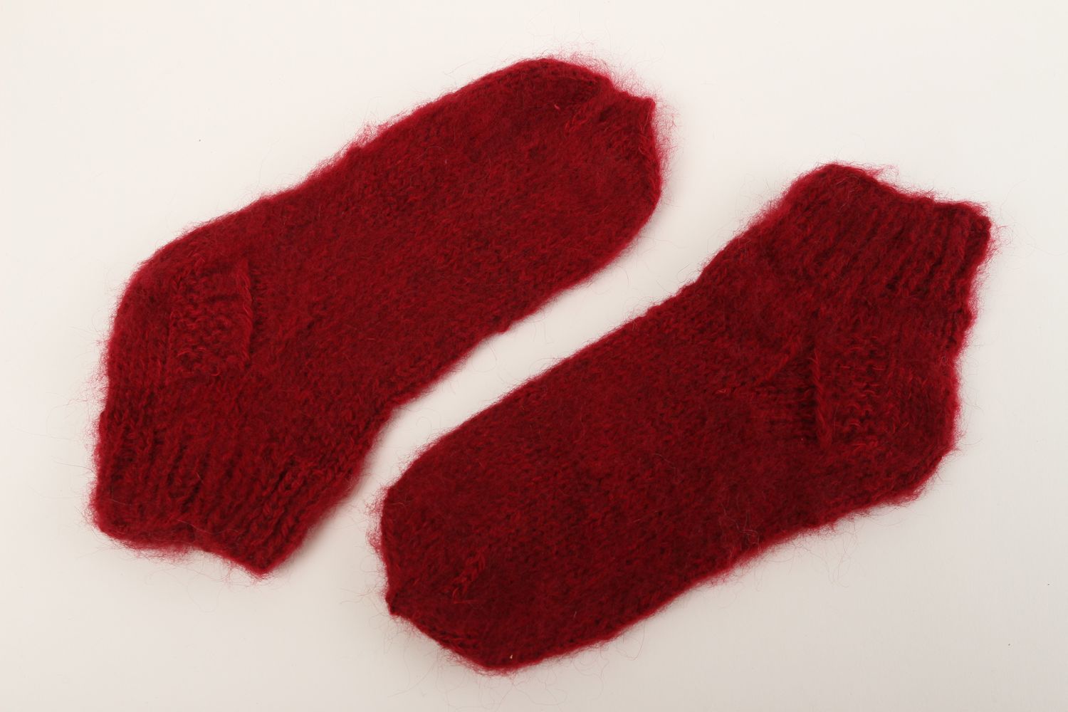 Красные носки ручной работы шерстяные носки вязаный аксессуар 37-38 размер фото 2