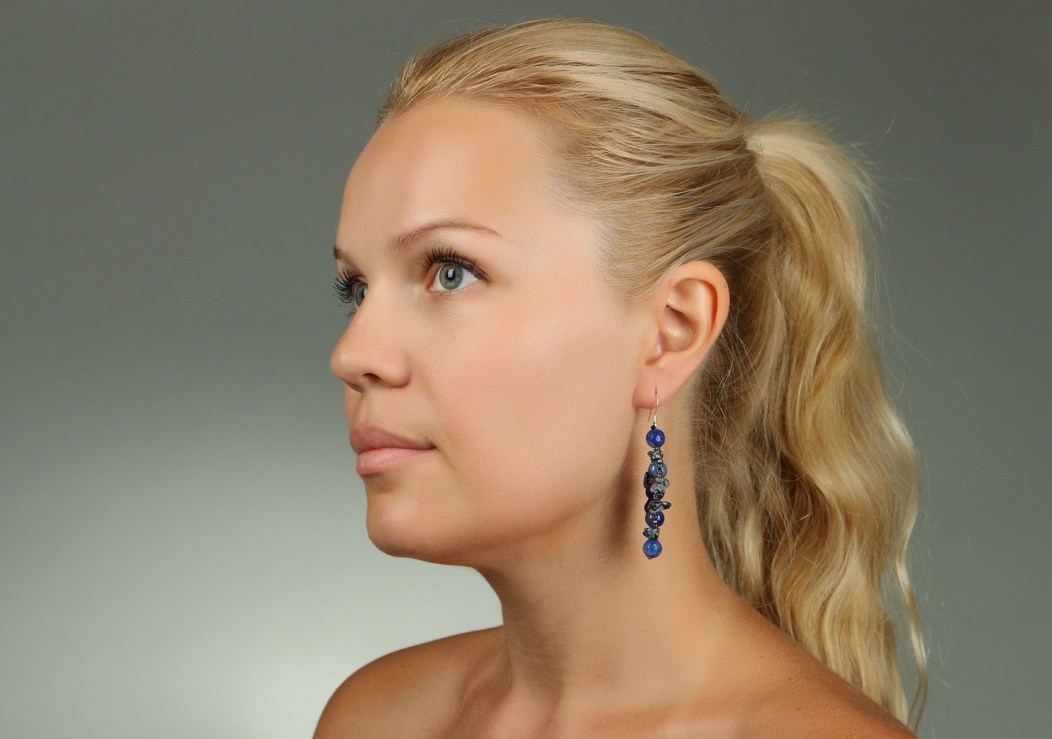 Long earrings made ​​of lapis lazuli photo 5