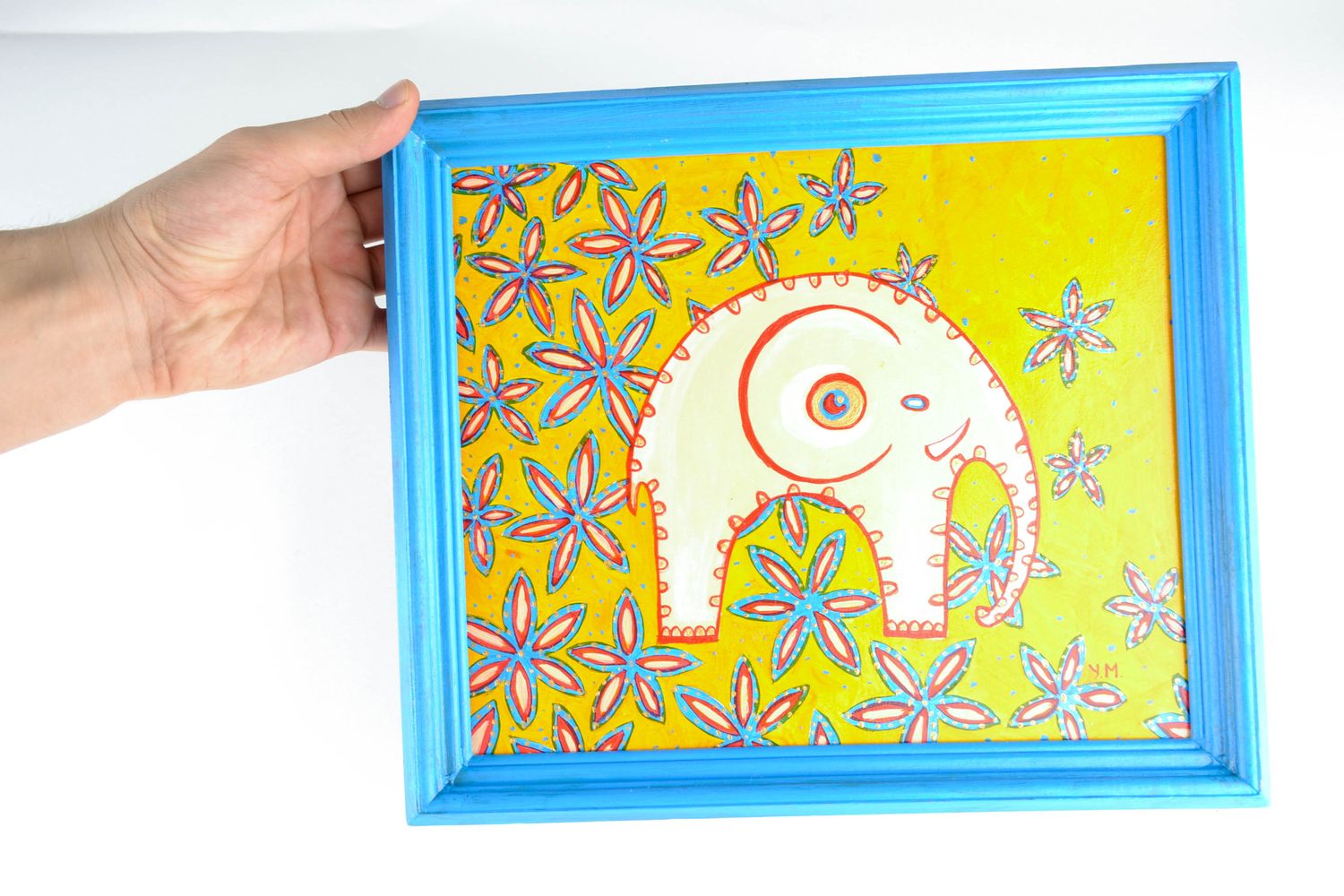 Bright acrylic painting with wooden frame photo 4