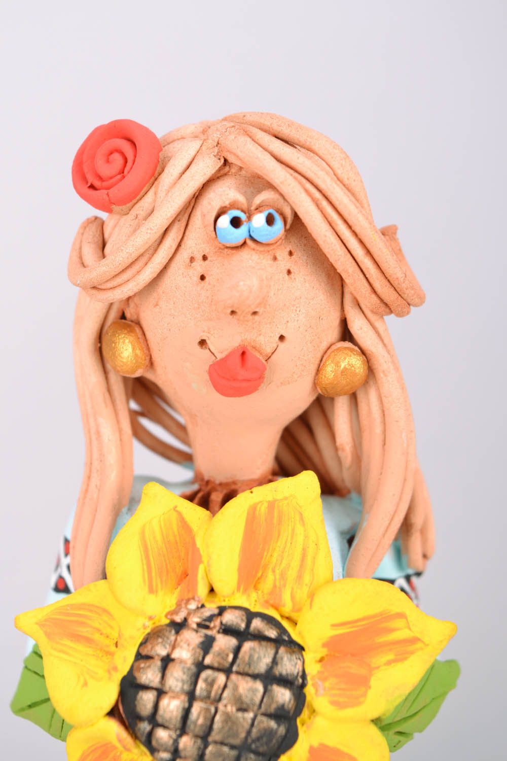 Ceramic Figurine Lady with Sunflower photo 4