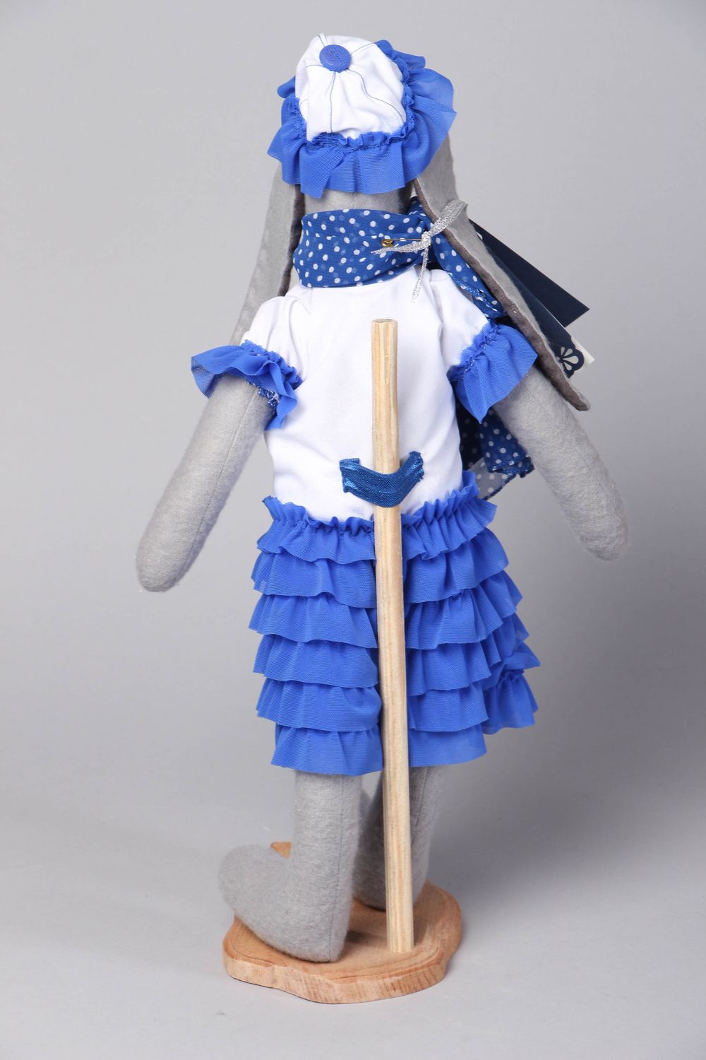 Авторская кукла на подставке тканевая Зайка  фото 3