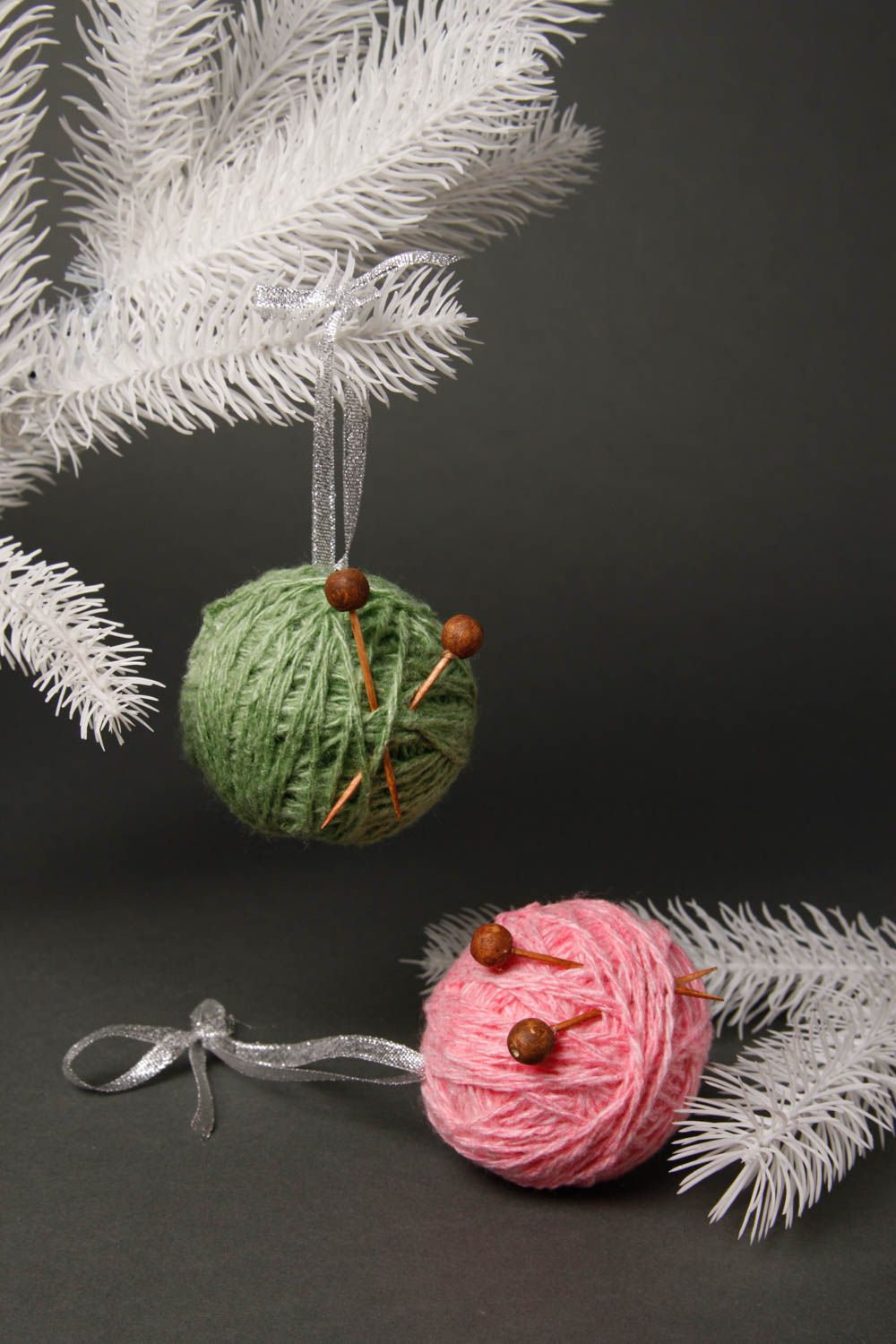 Boules de Noël faites main Décoration du sapin 2 pelotes Décoration Nouvel An photo 1