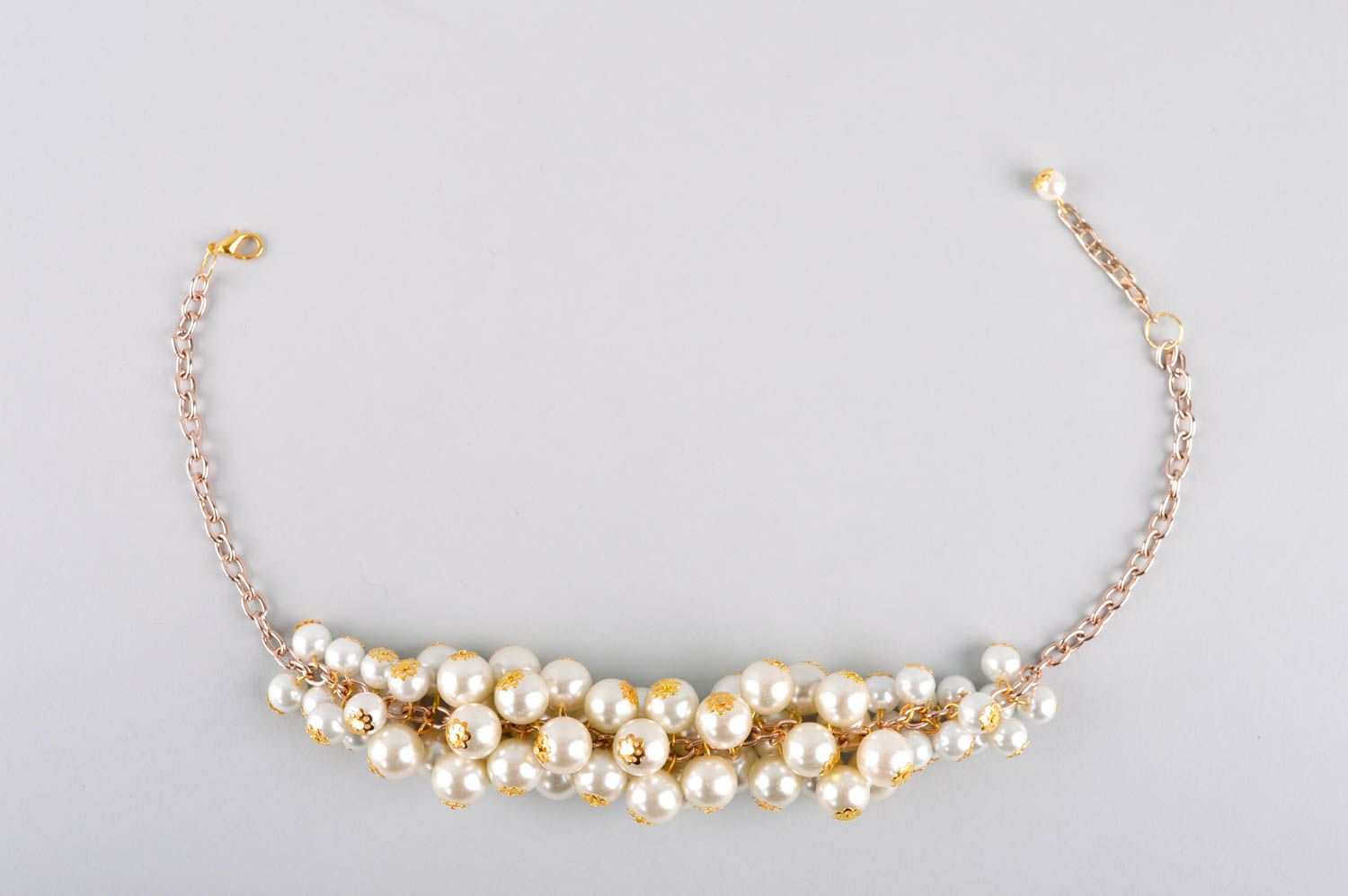 Collar de perlas artificiales hecho a mano accesorio de mujer bisutería de moda foto 5