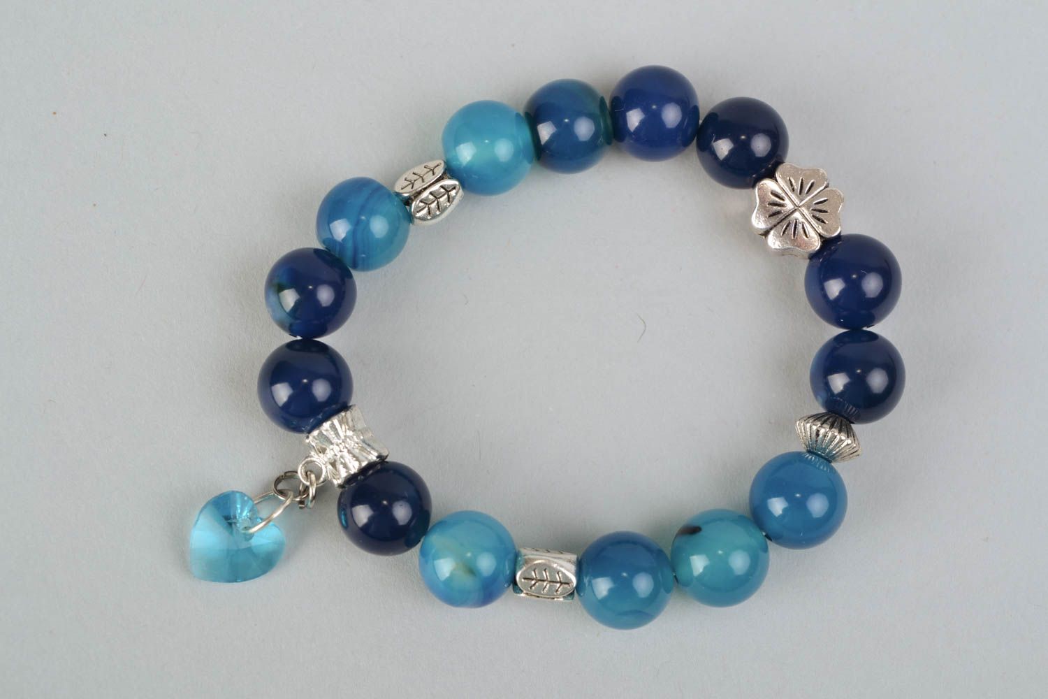Designer bracelet with metal and blue agate photo 4