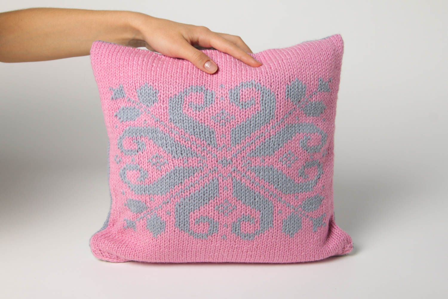 Decorative pillow handmade pillowcase soft home decor knitted woolen cushion photo 2
