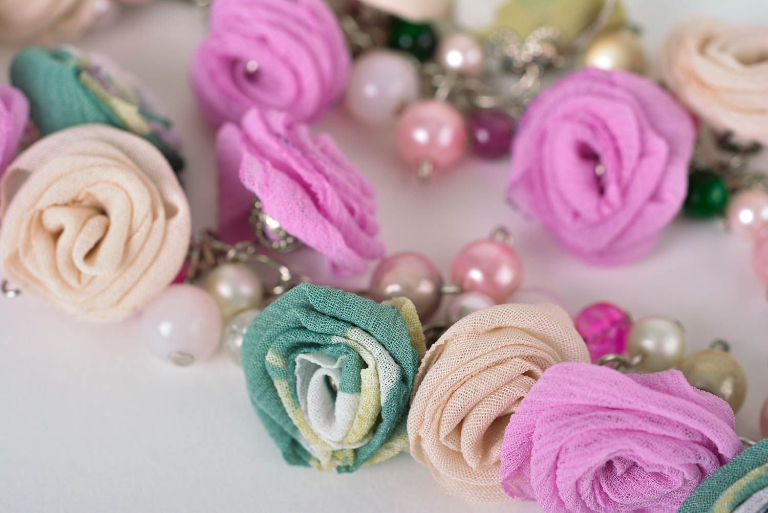 Handmade Damen Halskette Halsschmuck für Damen Schmuck Collier aus Perlen Blumen foto 2