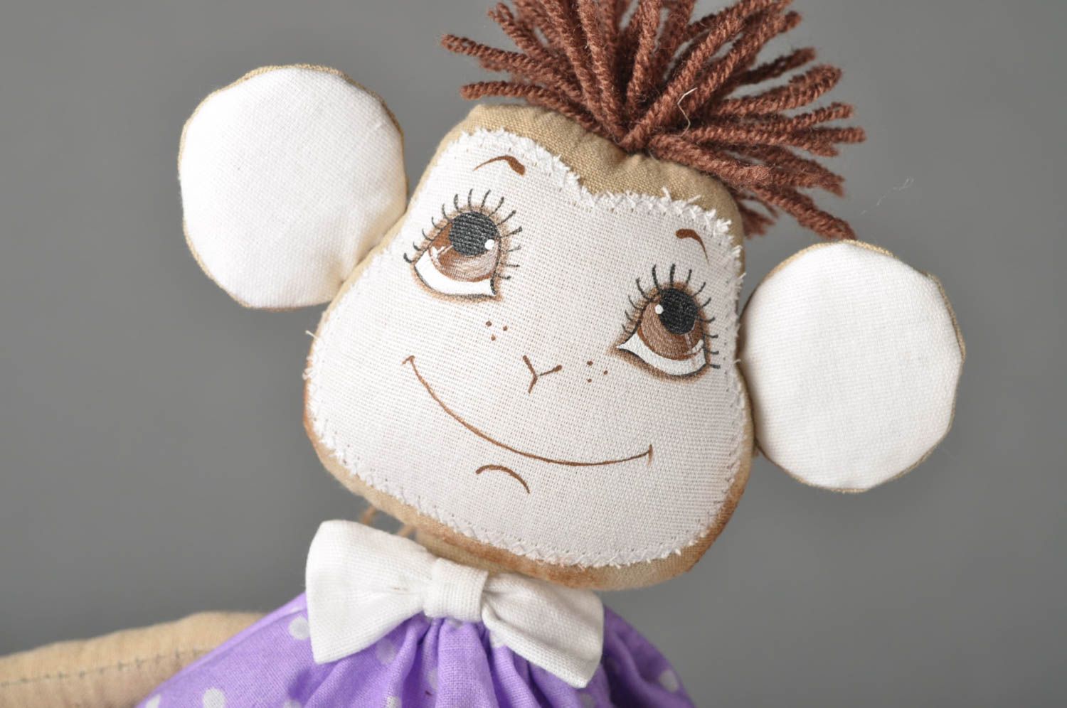 Handmade Kuscheltiere Affen in Violett Stoff Spielzeuge Geschenke für Kinder  foto 3