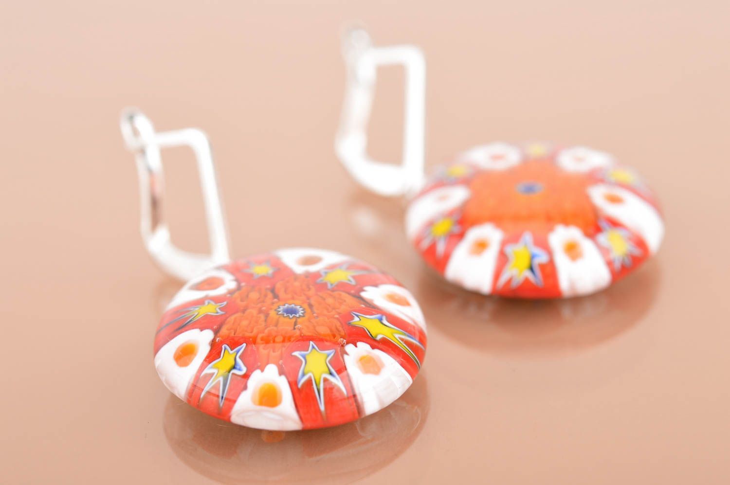 Unusual beautiful handmade Murano glass earrings with English clasps Autumn photo 5
