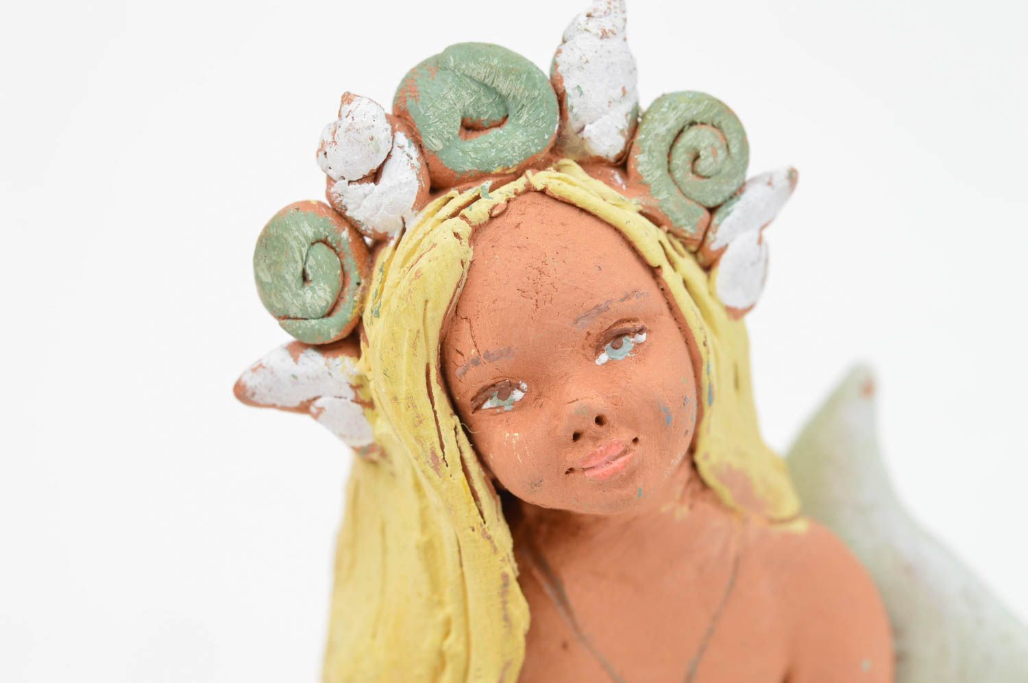 Handmade Dekoration Figur Meerjungfrau Keramik Figur Haus Deko aus Ton  foto 5