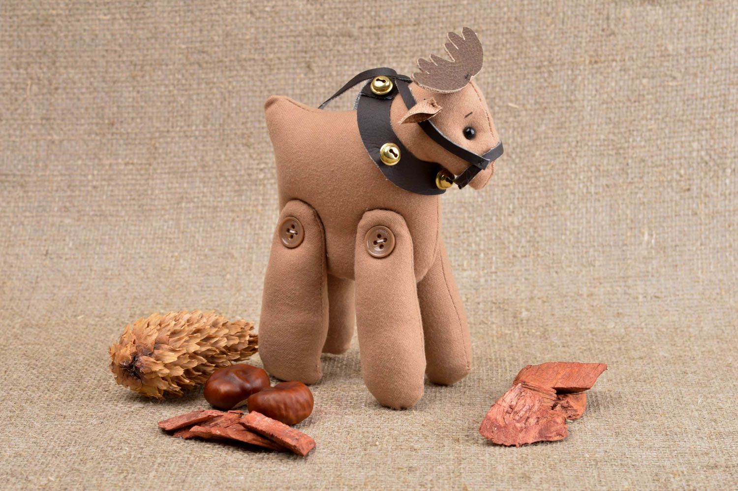 Juguete artesanal ciervo bonito marrón peluche original regalo para niños foto 1