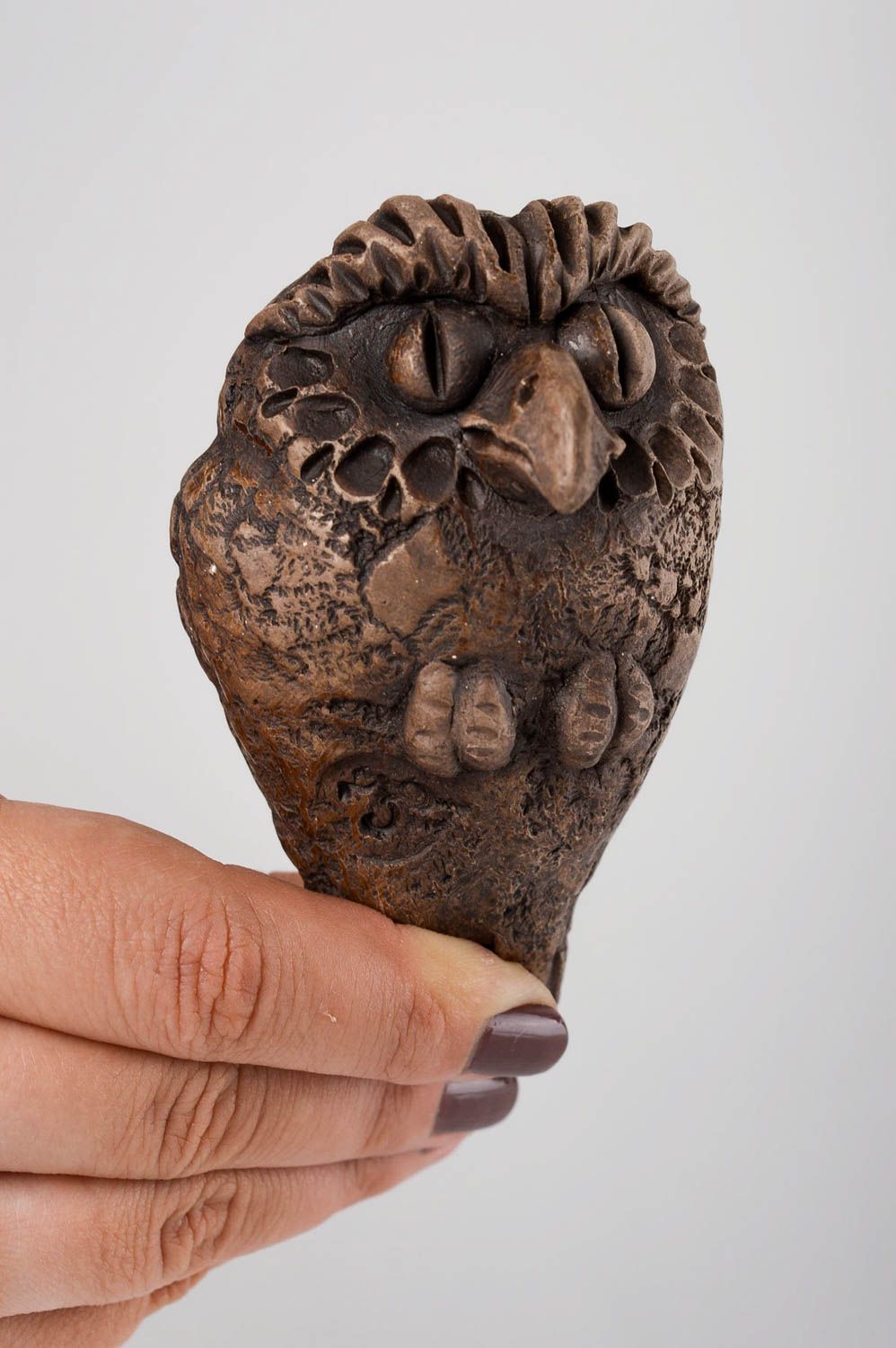Свистулька из глины ручной работы керамическая свистулька сова глиняная игрушка фото 5