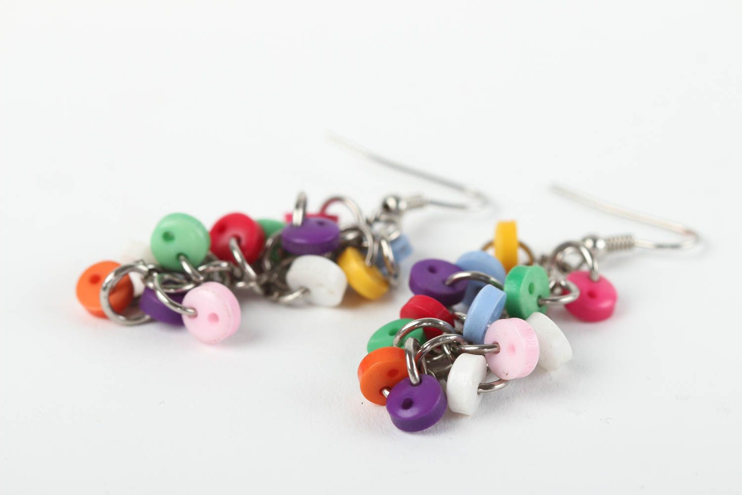 Boucles d'oreilles fantaisie Bijou fait main boutons multicolores Idée cadeau photo 3