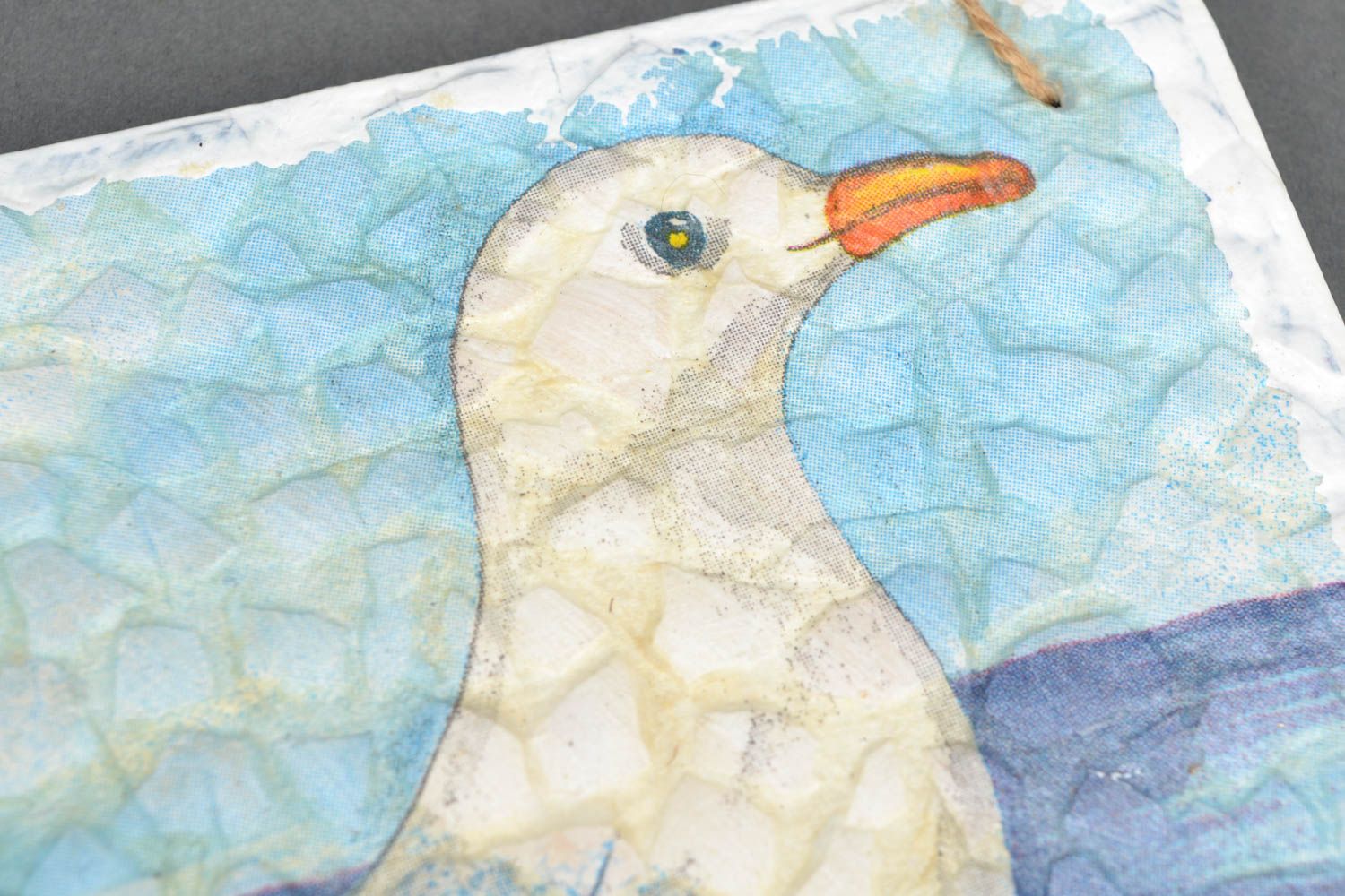 Маленькое настенное панно с изображением чайки декупаж фото 3