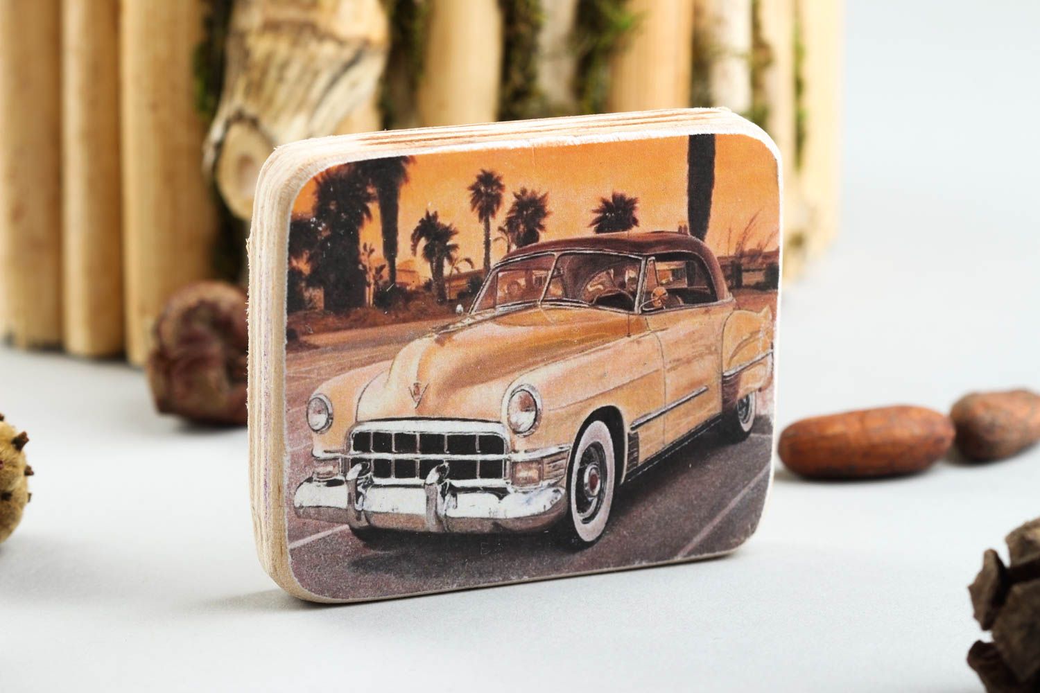 Handmade gifts wooden decoration fridge magnet for decorative use only photo 1