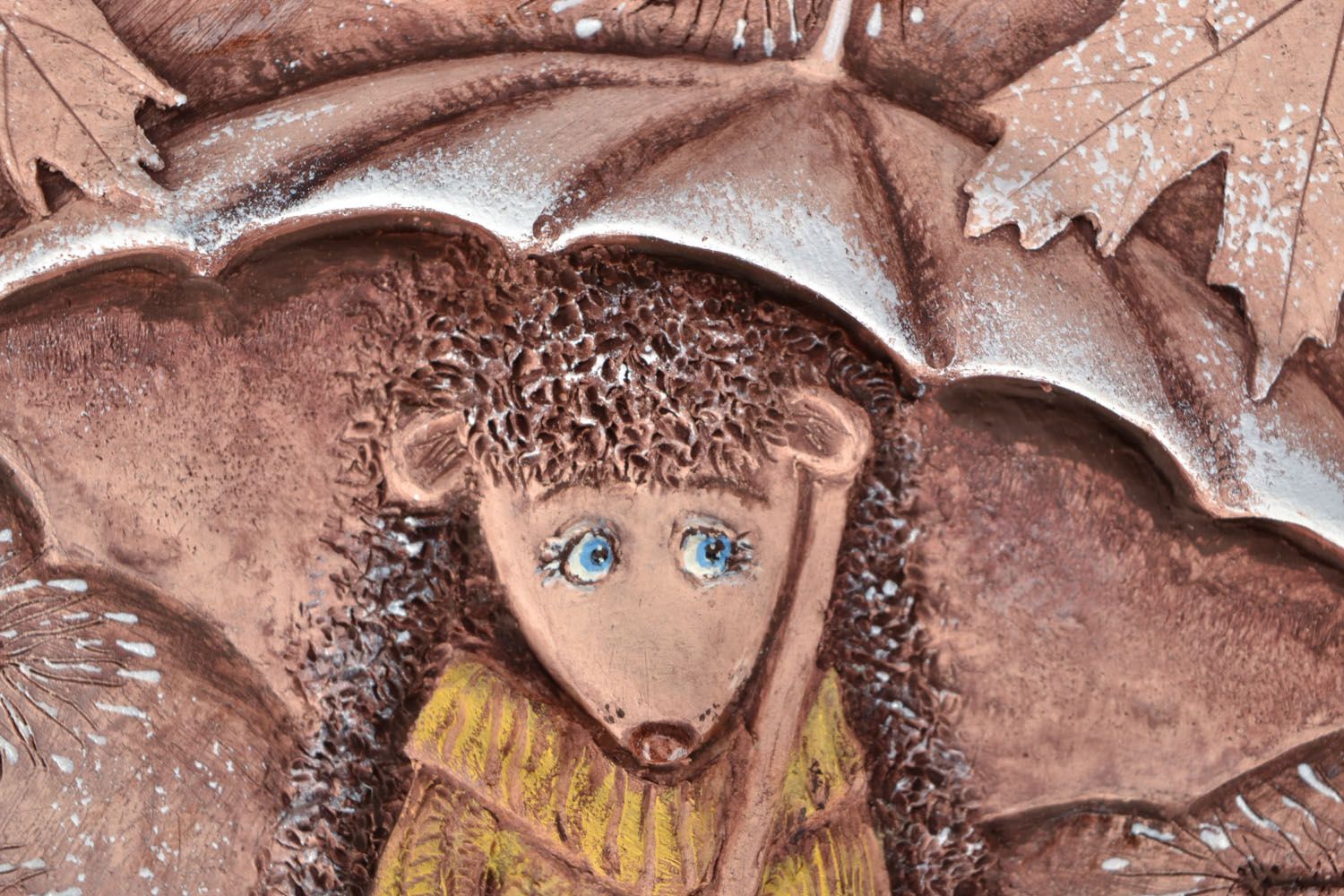 Ceramic panel Hedgehog with an Umbrella in November photo 3