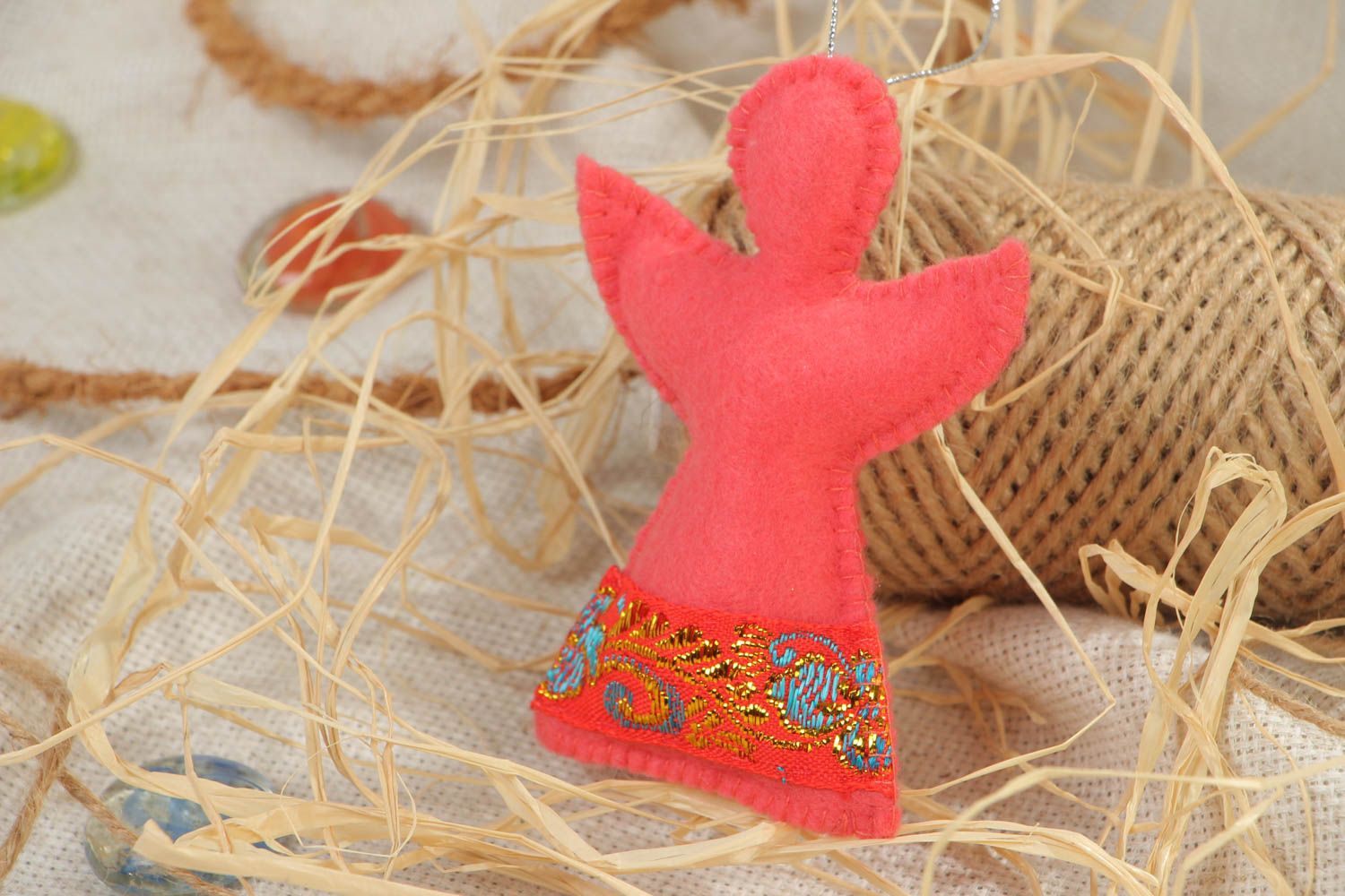 Rosa handmade Deko Anhänger aus Filz in Form vom Engel wunderschön foto 1