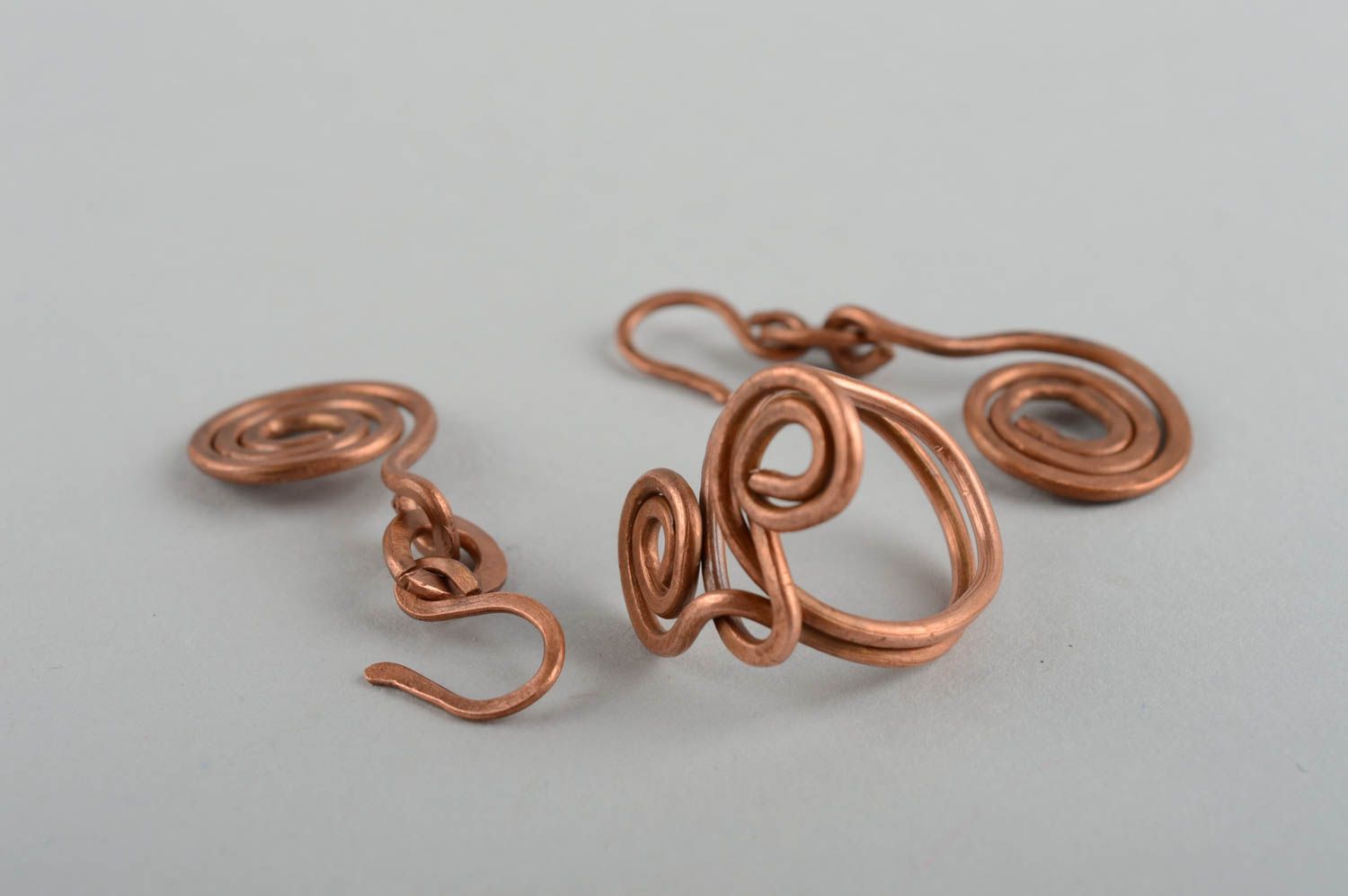 Set di orecchini e anello fatto a mano kit di accessori in metallo rame
 foto 5