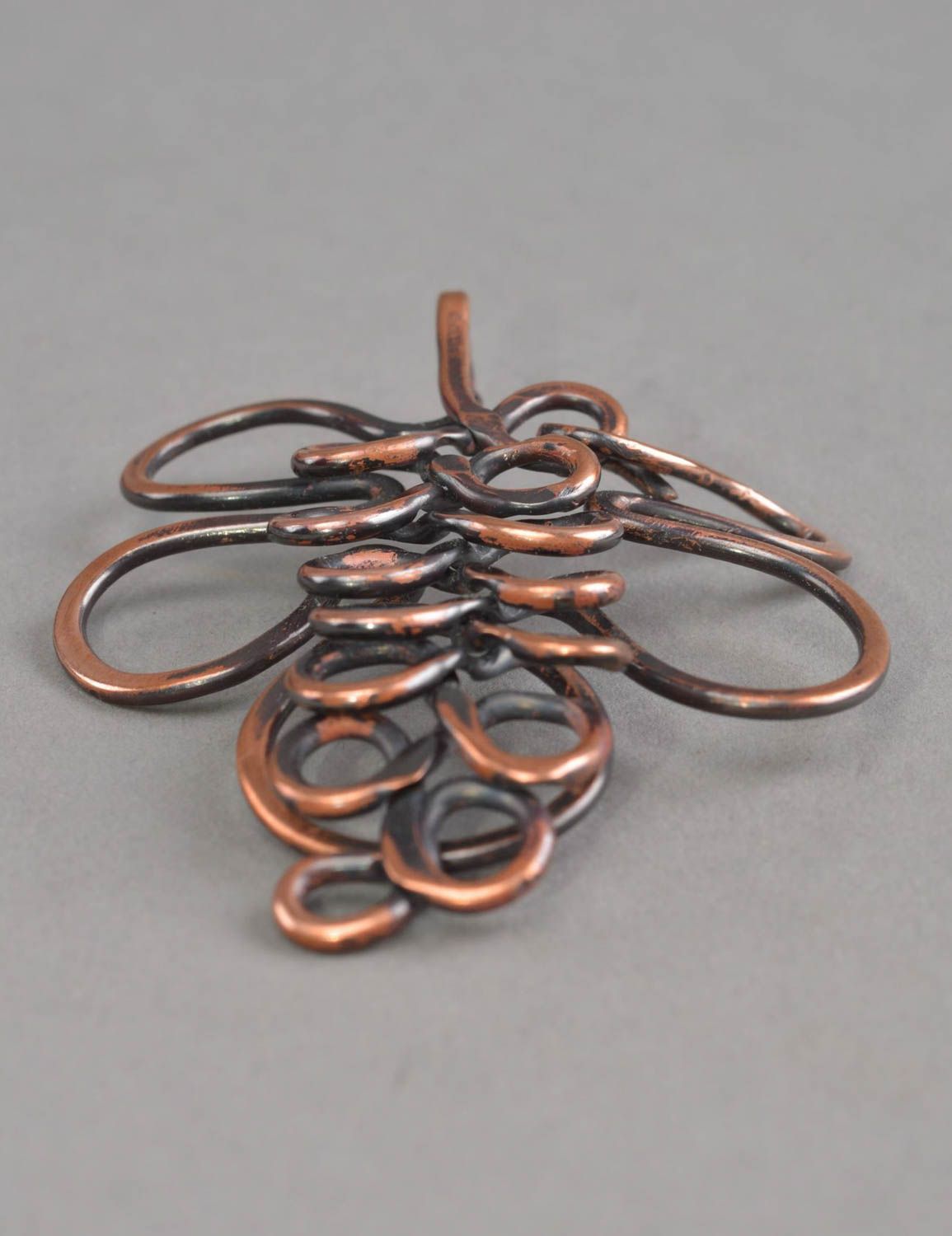 Copper handmade pendant stylish metal necklace unusual beautiful jewelry photo 3