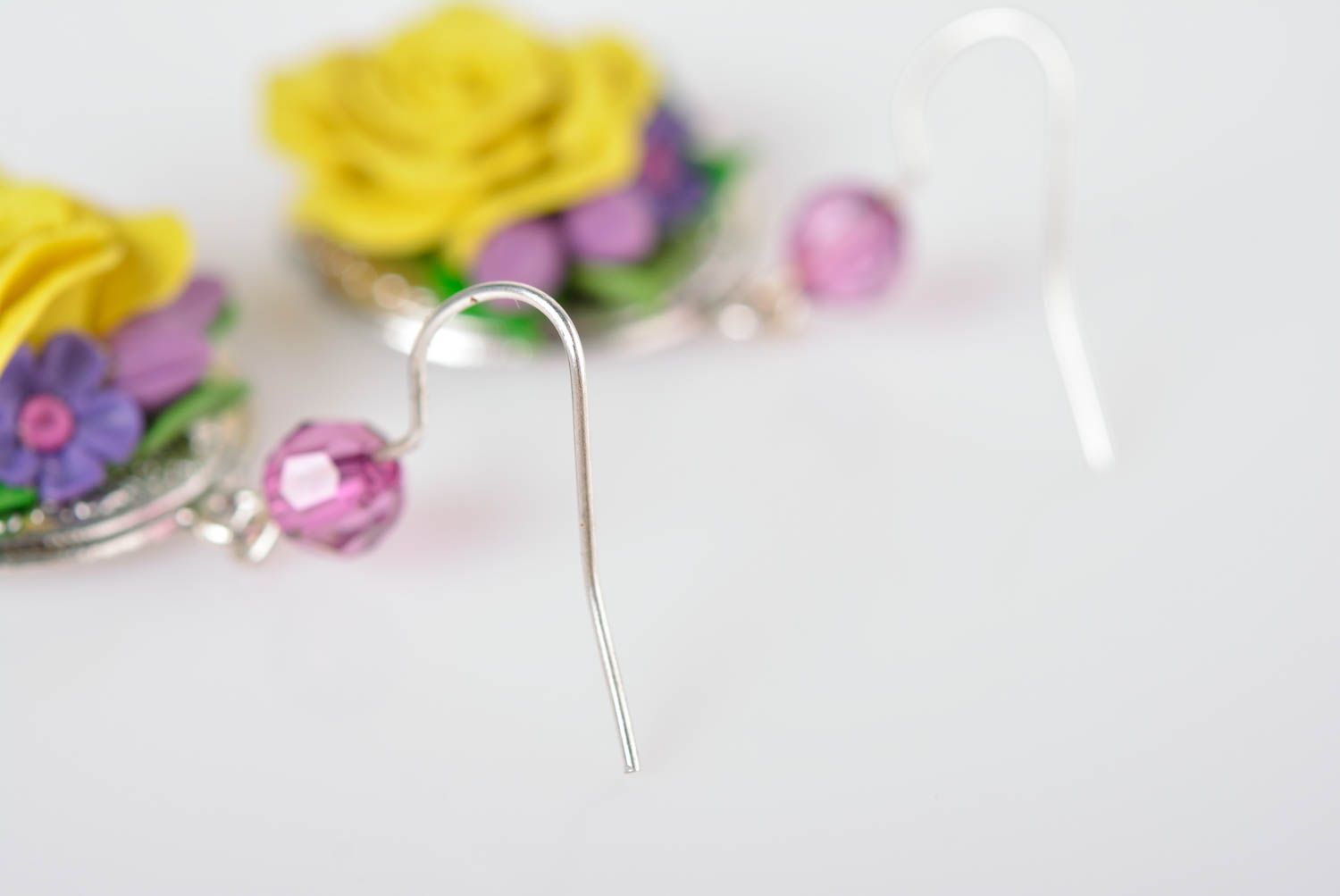Stylish porcelain earrings handmade earrings with charms designer bijouterie photo 4