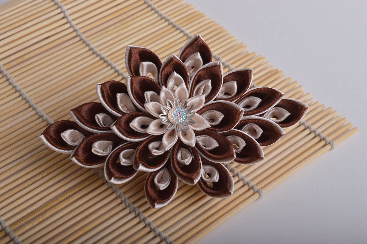 Unusual handmade flower barrette flowers in hair textile hair clip gifts for her photo 1