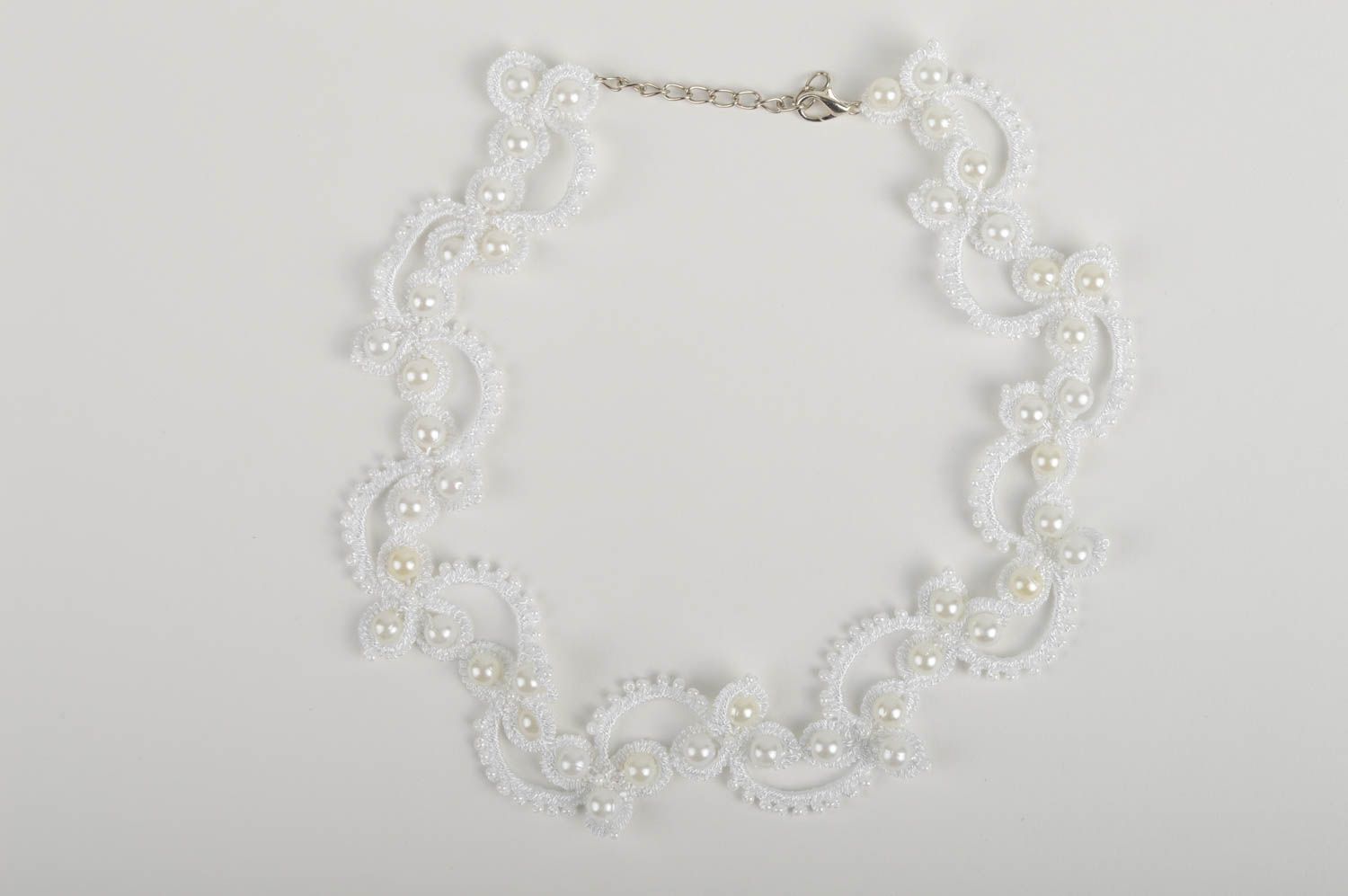Stylish handmade beaded necklace woven necklace tatting jewelry designs photo 2