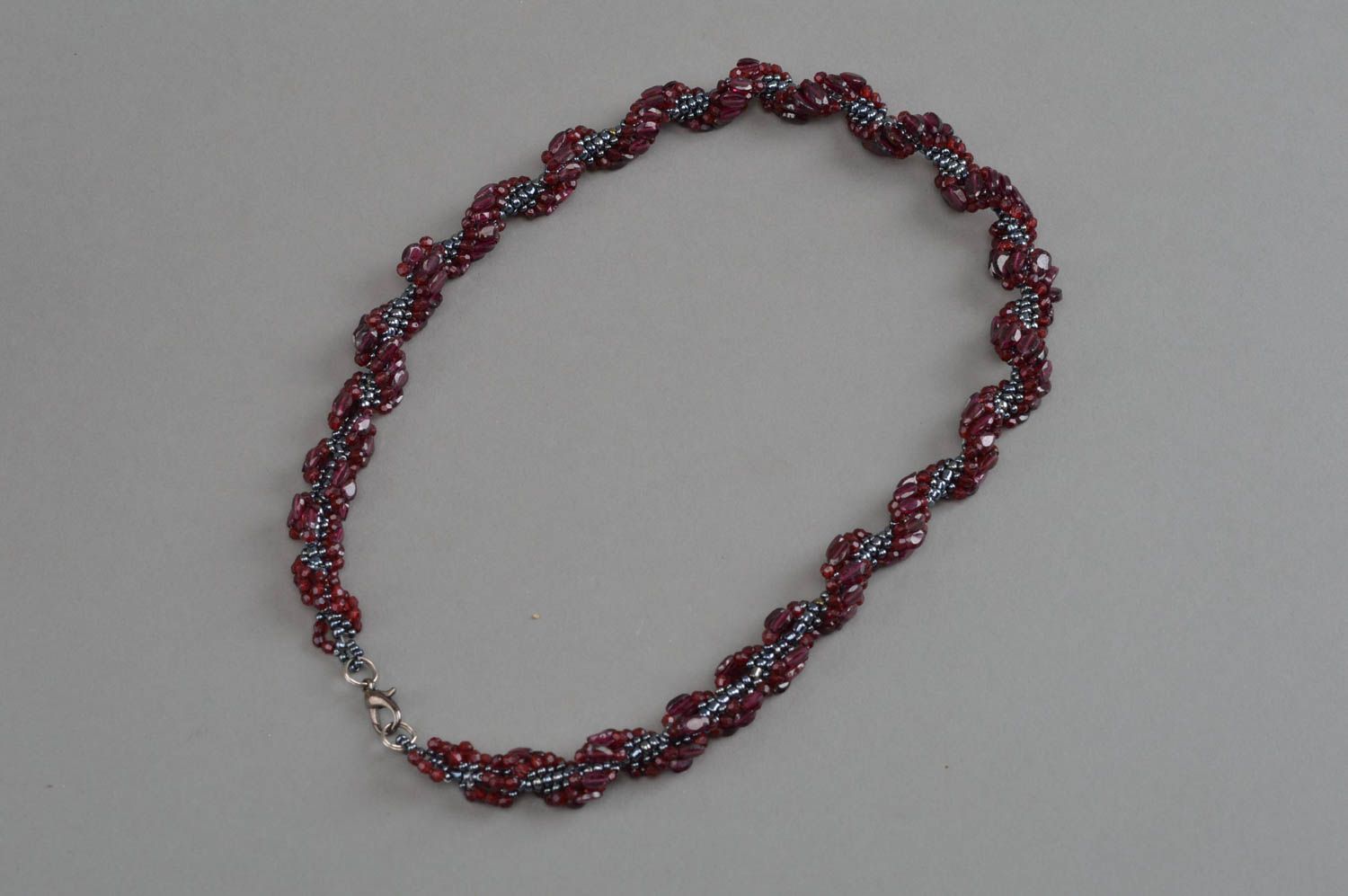 Handmade necklace with garnet beads jewelry with natural stones for women photo 2