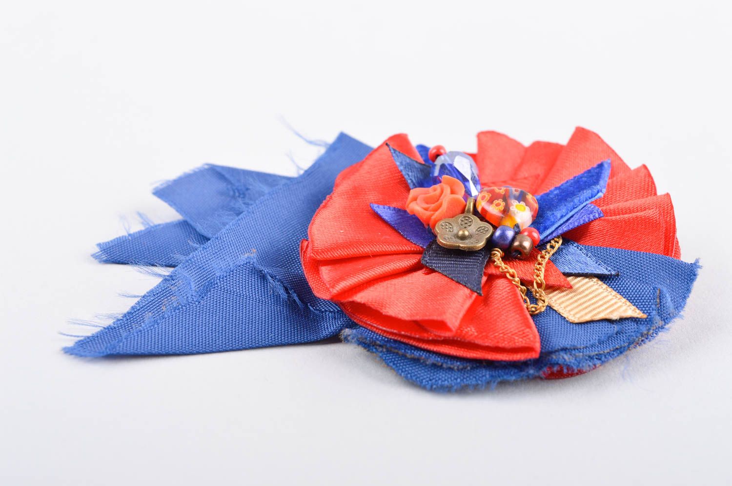 Broche artesanal de color rojiazul accesorio de moda regalo original para mujer foto 3