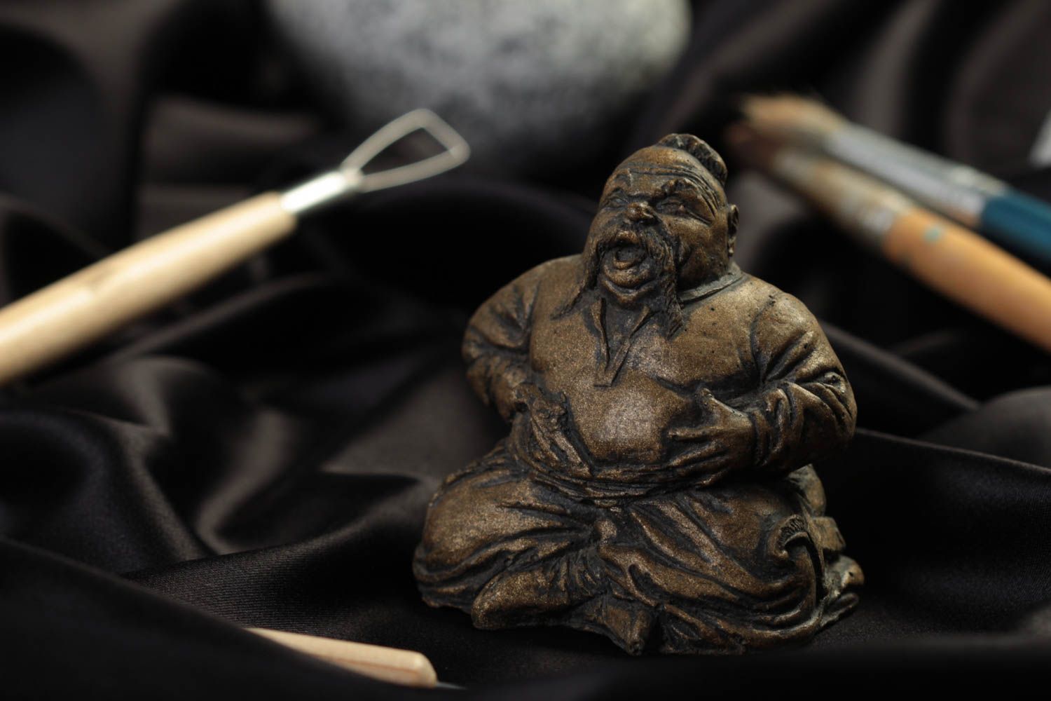 Figurine décorative fait main Petite statue Déco maison cosaque souriant photo 1