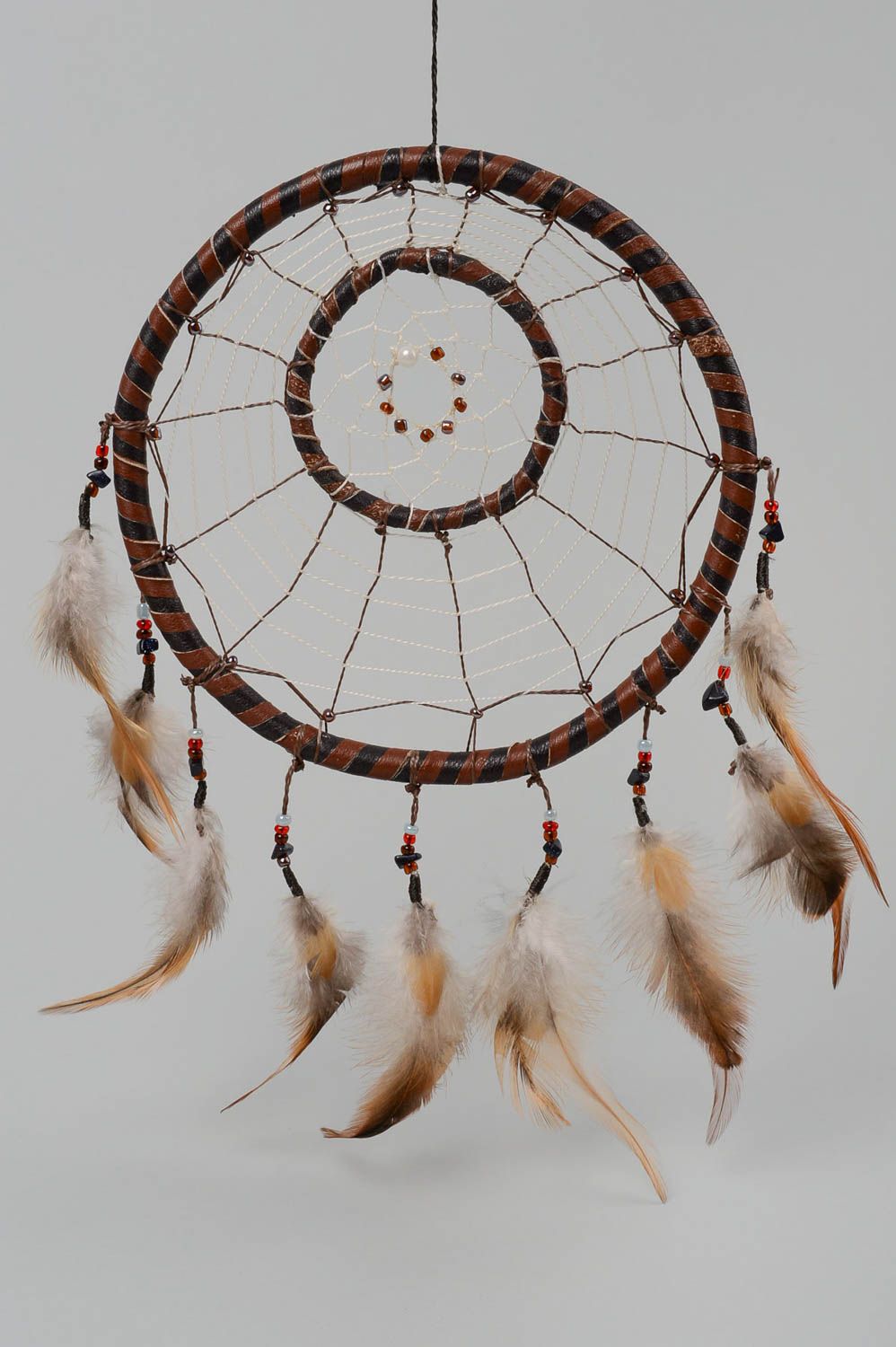 Deko zum Aufhängen handgefertigt Deko Hänger Traumfänger Indianer mit Federn foto 1
