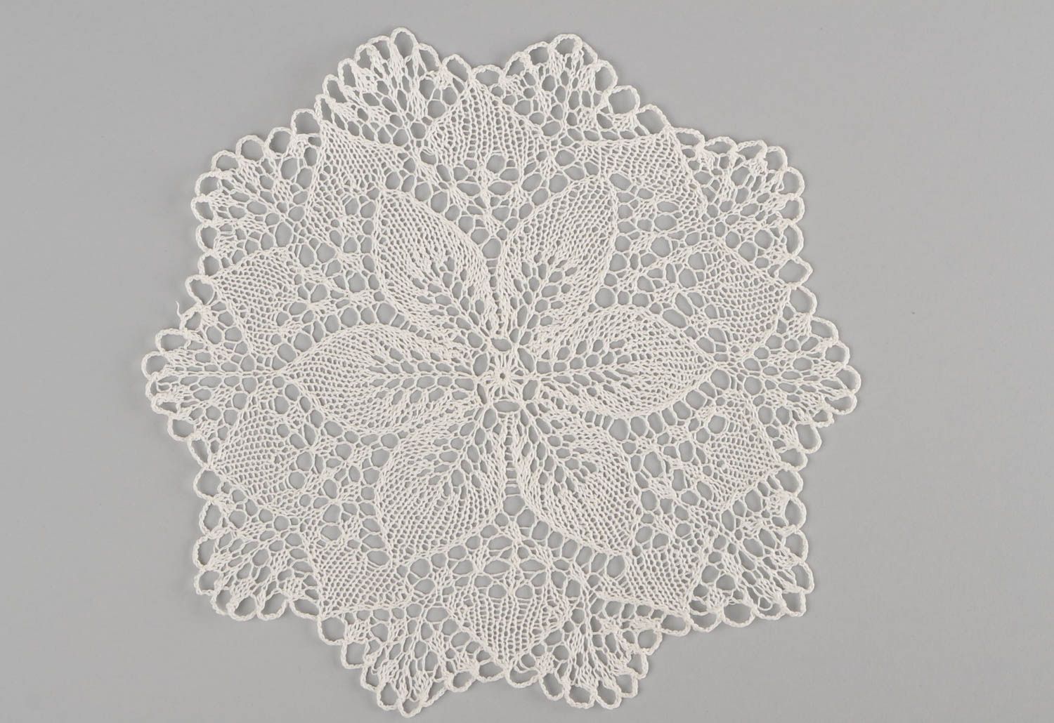 Knitted napkin cotton threads designer lace table cloth handmade interior decor photo 3