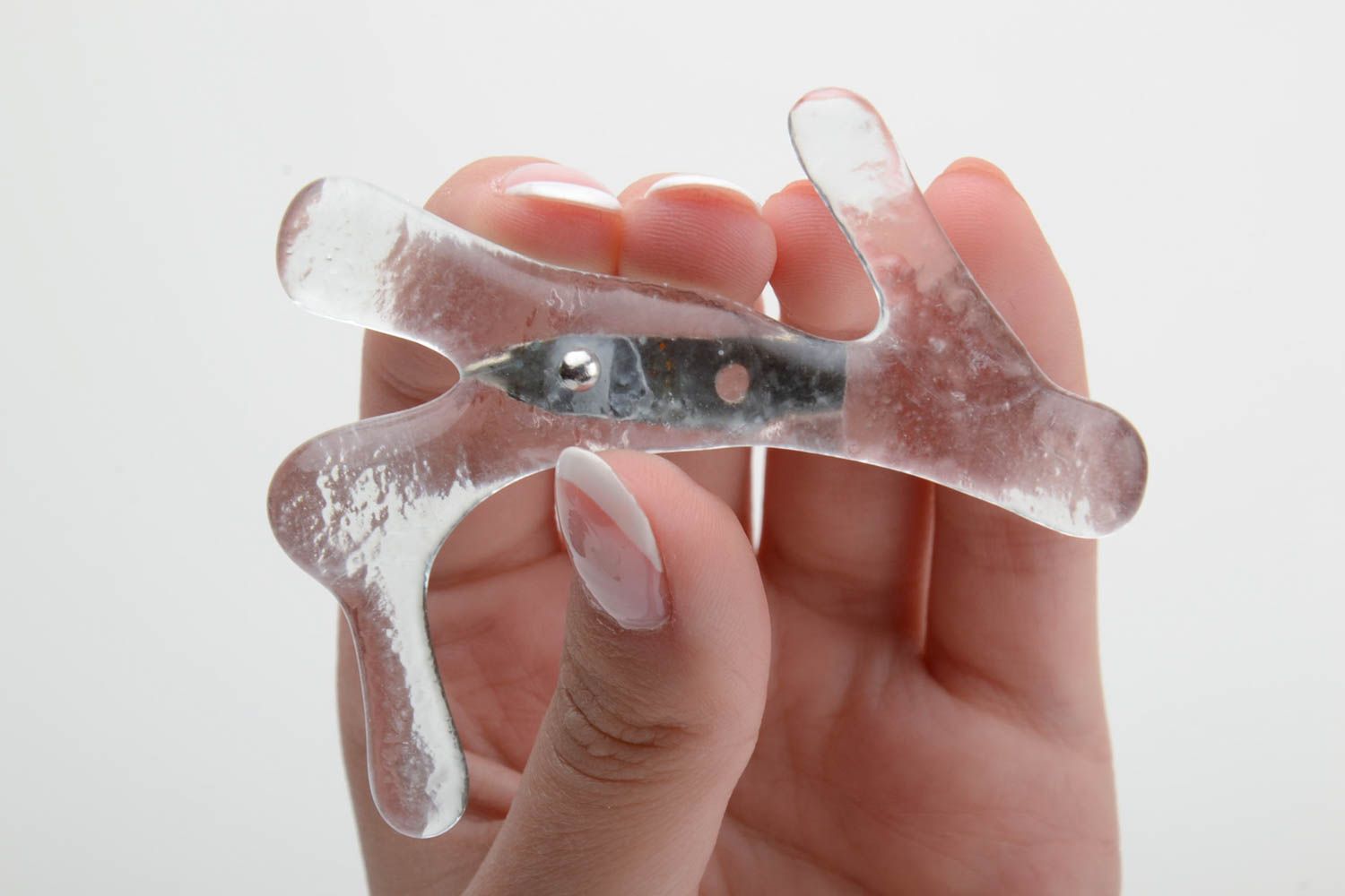 Broche en verre fusing faite main en forme de branche transparente pour femme photo 4