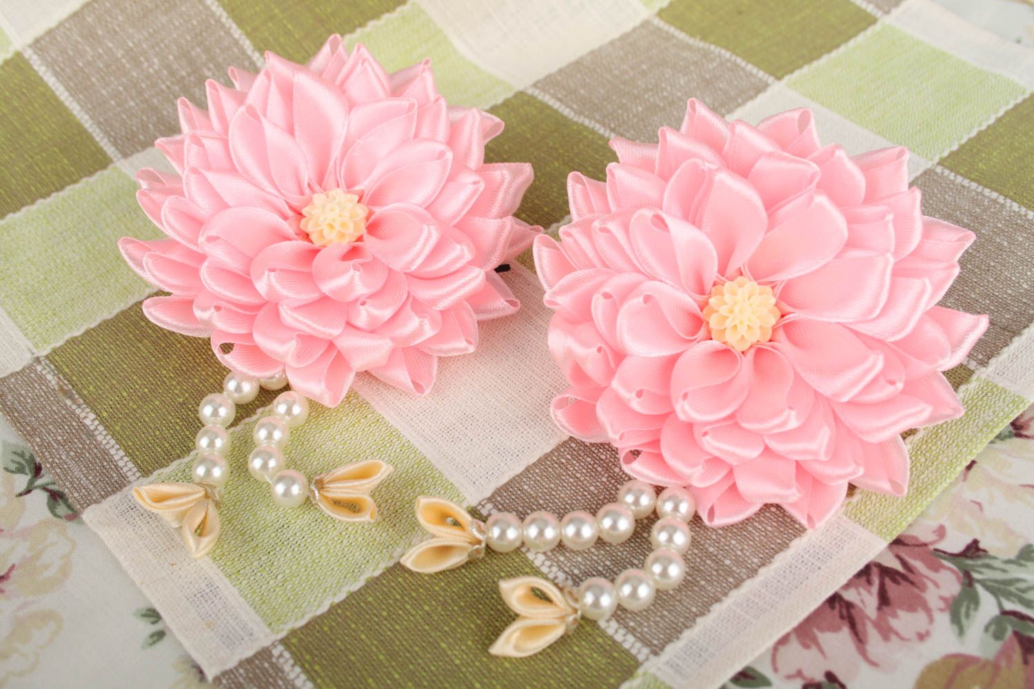 Handmade hair accessories for girls hair ties kanzashi flowers for hair photo 1