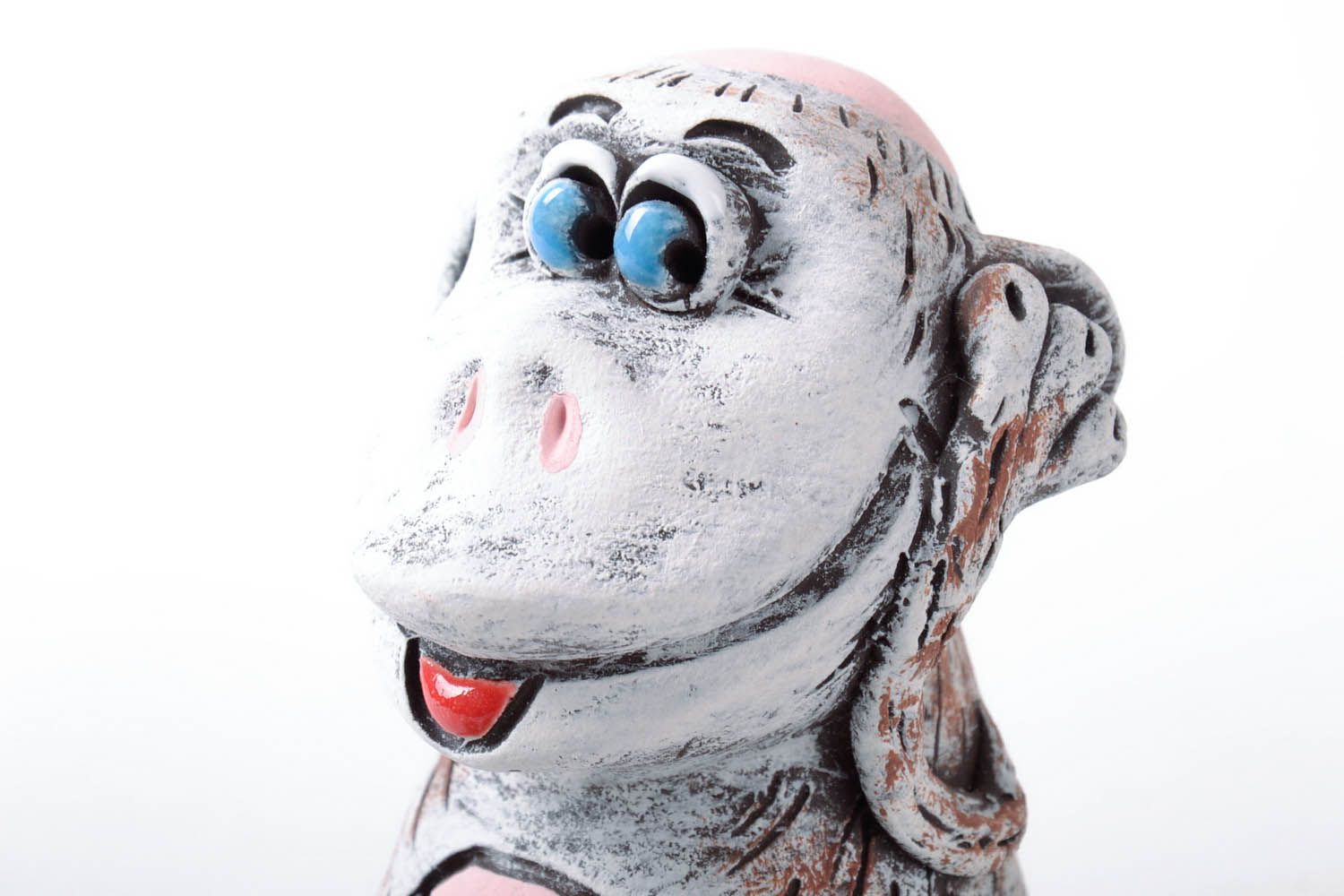 Scimmia in ceramica fatta a mano figurina divertente souvenir originale foto 3