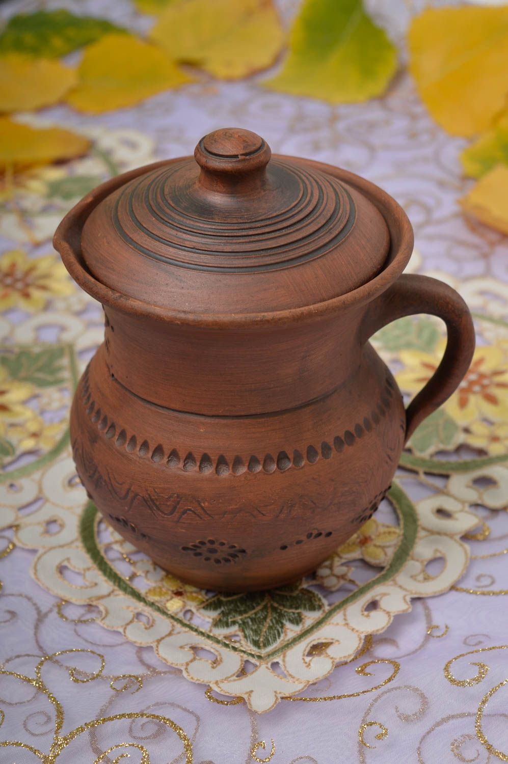 Pichet céramique fait main Cruche design marron 25 cl Vaisselle artisanale photo 1