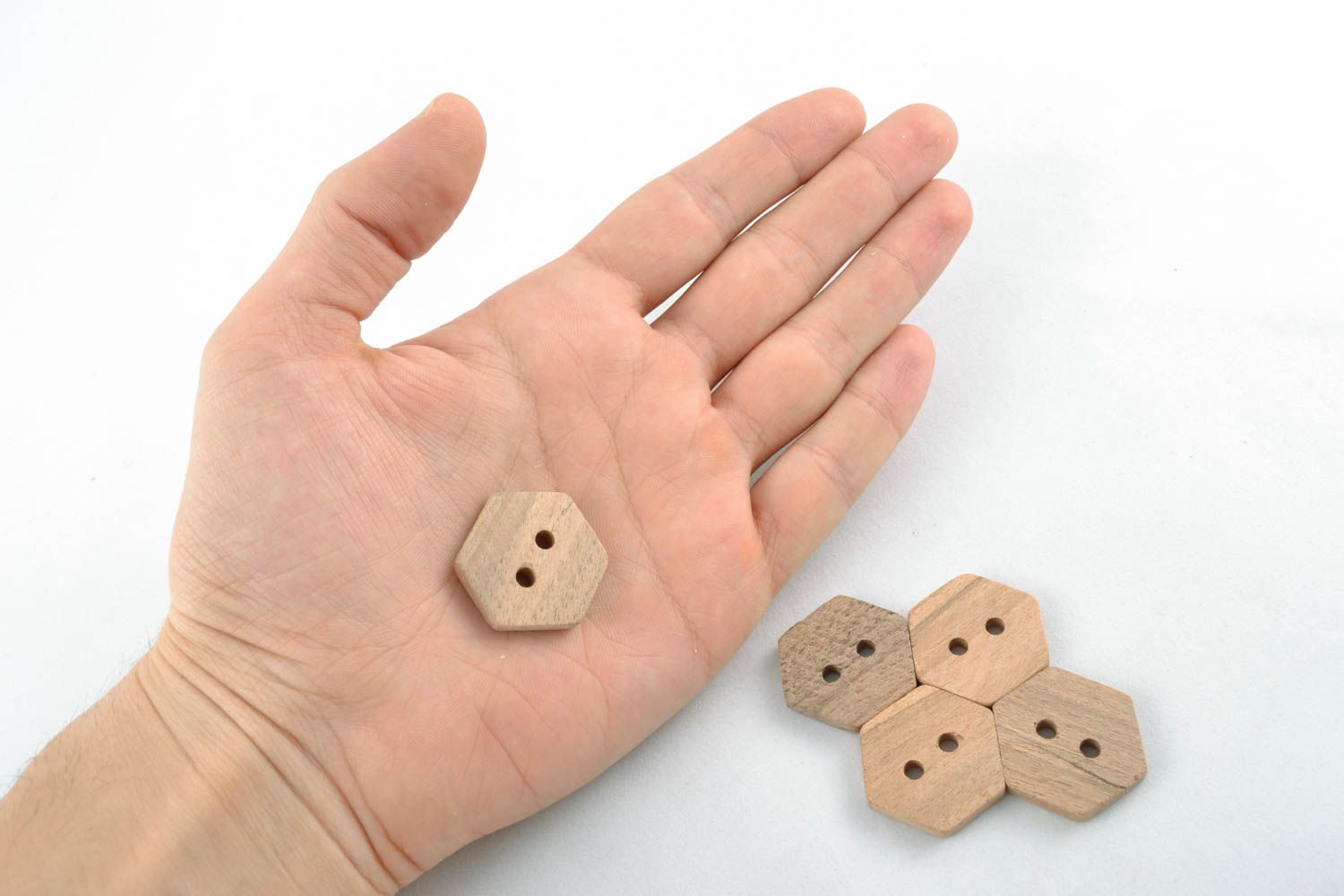 Set of five wooden buttons photo 4