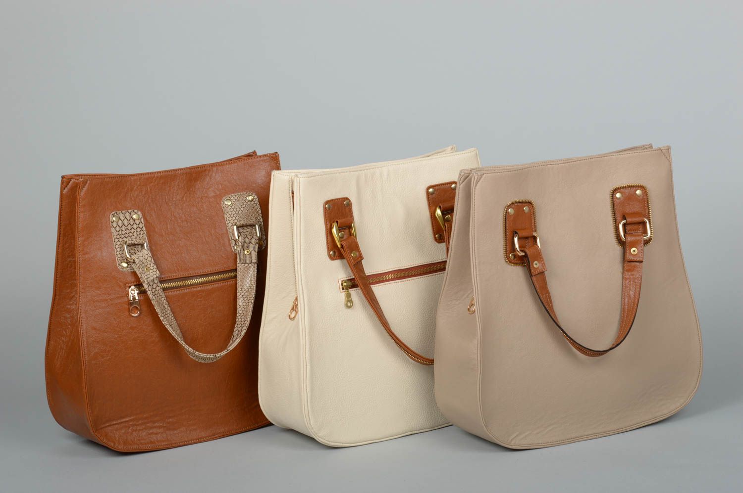 Handmade leatherette shoulder bag grey bag present for lady stylish bag photo 5