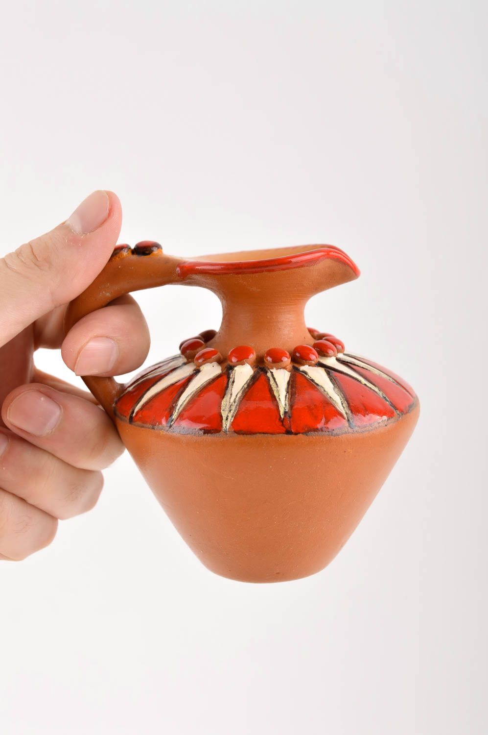 Jarro de cerámica hermoso hecho a mano vajilla de barro accesorio de cocina
 foto 5