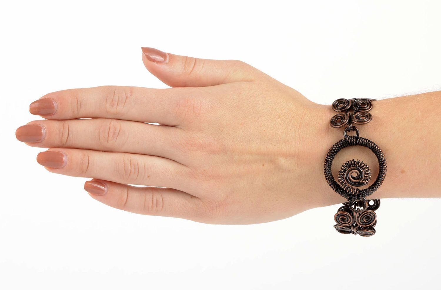 Винтажное украшение ручной работы браслет на руку необычный медный браслет фото 4