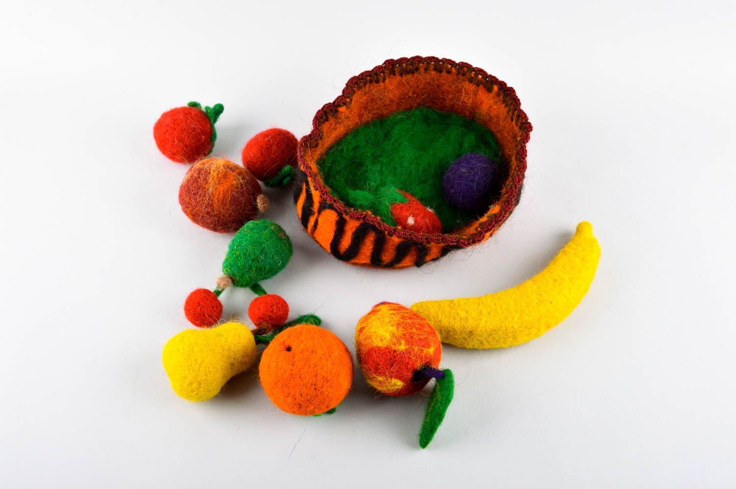Objet décoratif fait main Décoration intérieur panier fruits en laine idée déco photo 9