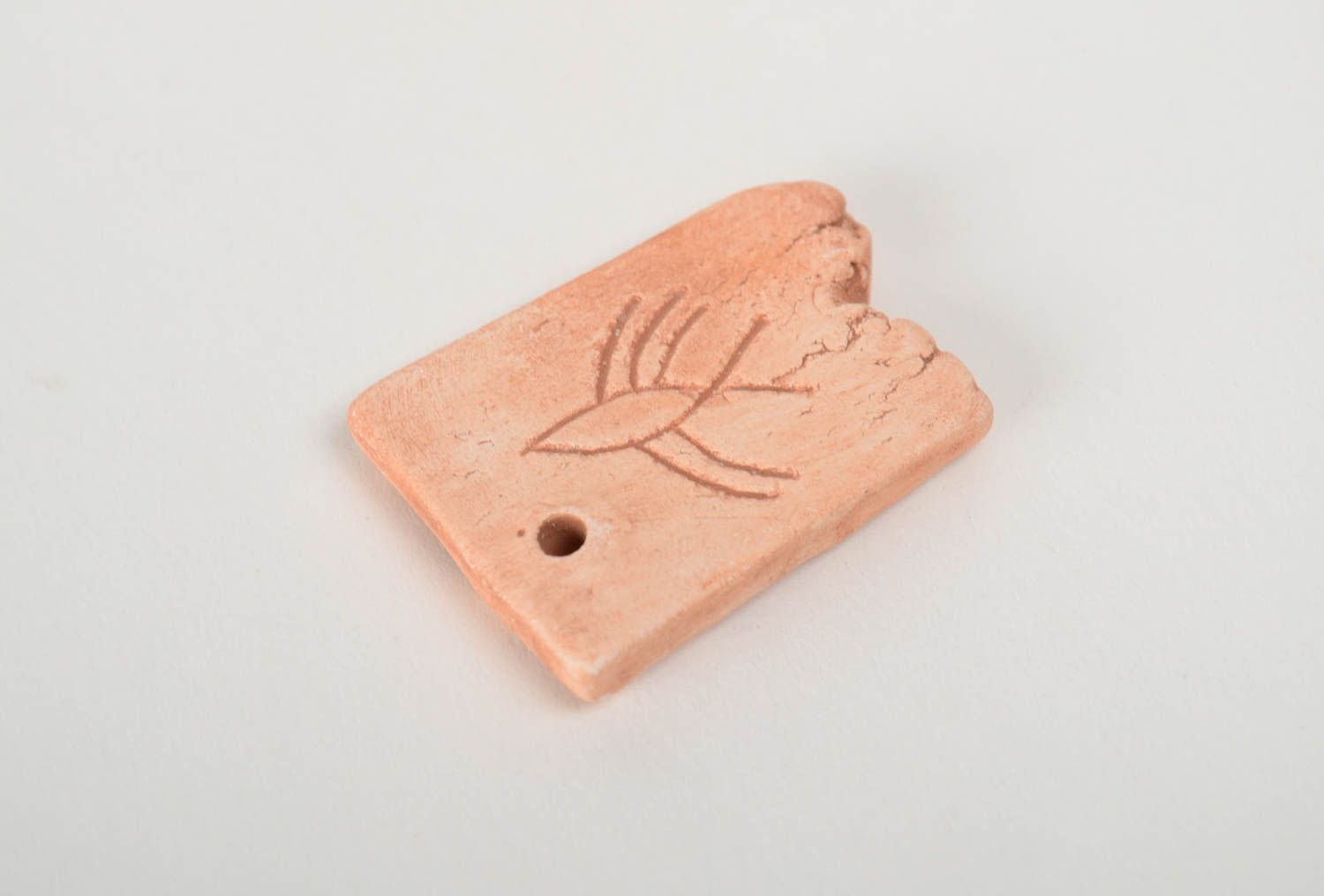 Blank ceramic pendant of irregular shape supply for ethnic jewelry making photo 3