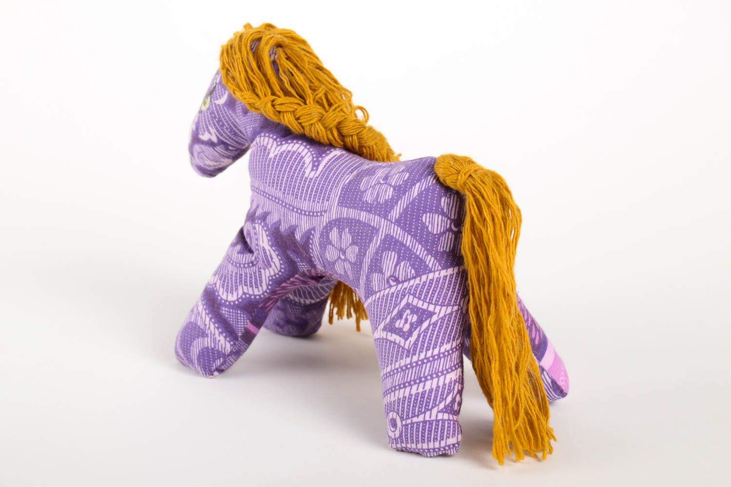 Peluche cheval fait main Jouet pour enfant violet coton Cadeau original photo 4